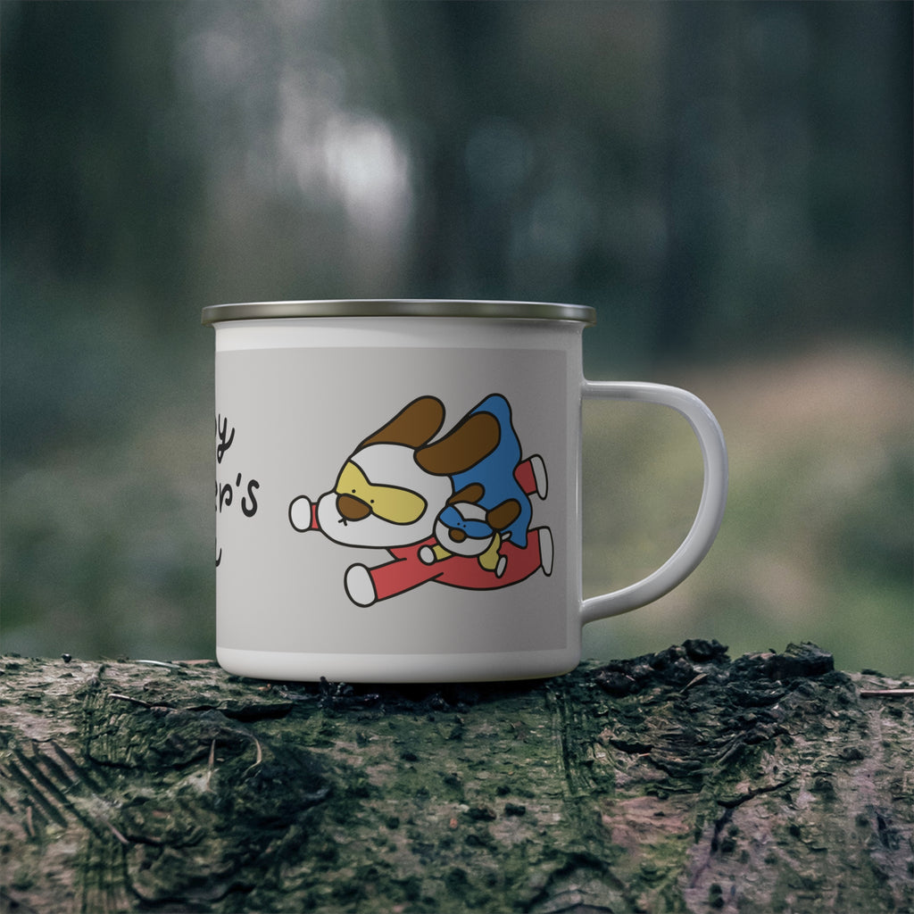 Happy Father's Day Enamel Camping Mug — Cute Superdad Dog Design