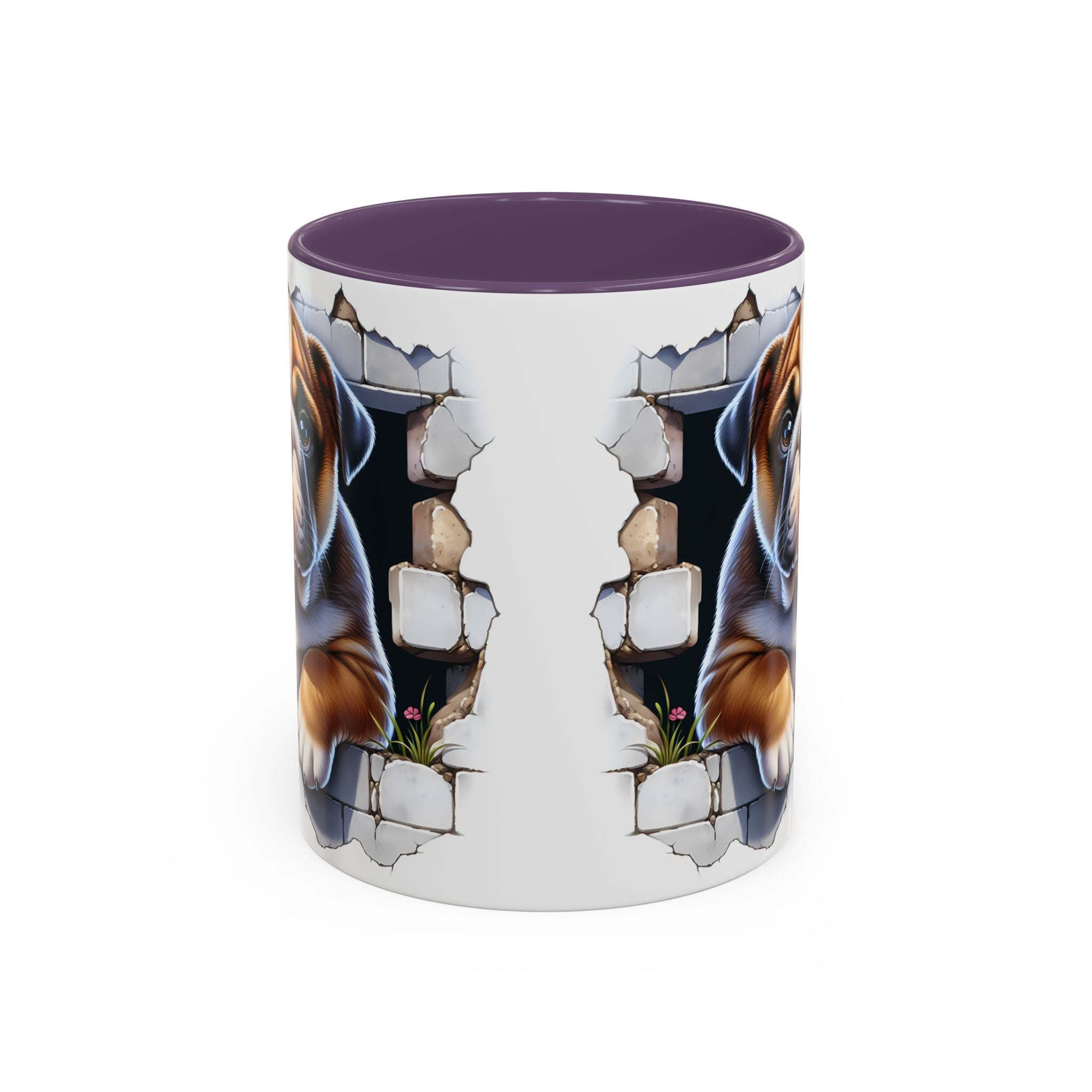 Bulldog Peek-A-Boo Accent Coffee Mug — Cute English Bulldog Coffee Cup (11/15 oz)