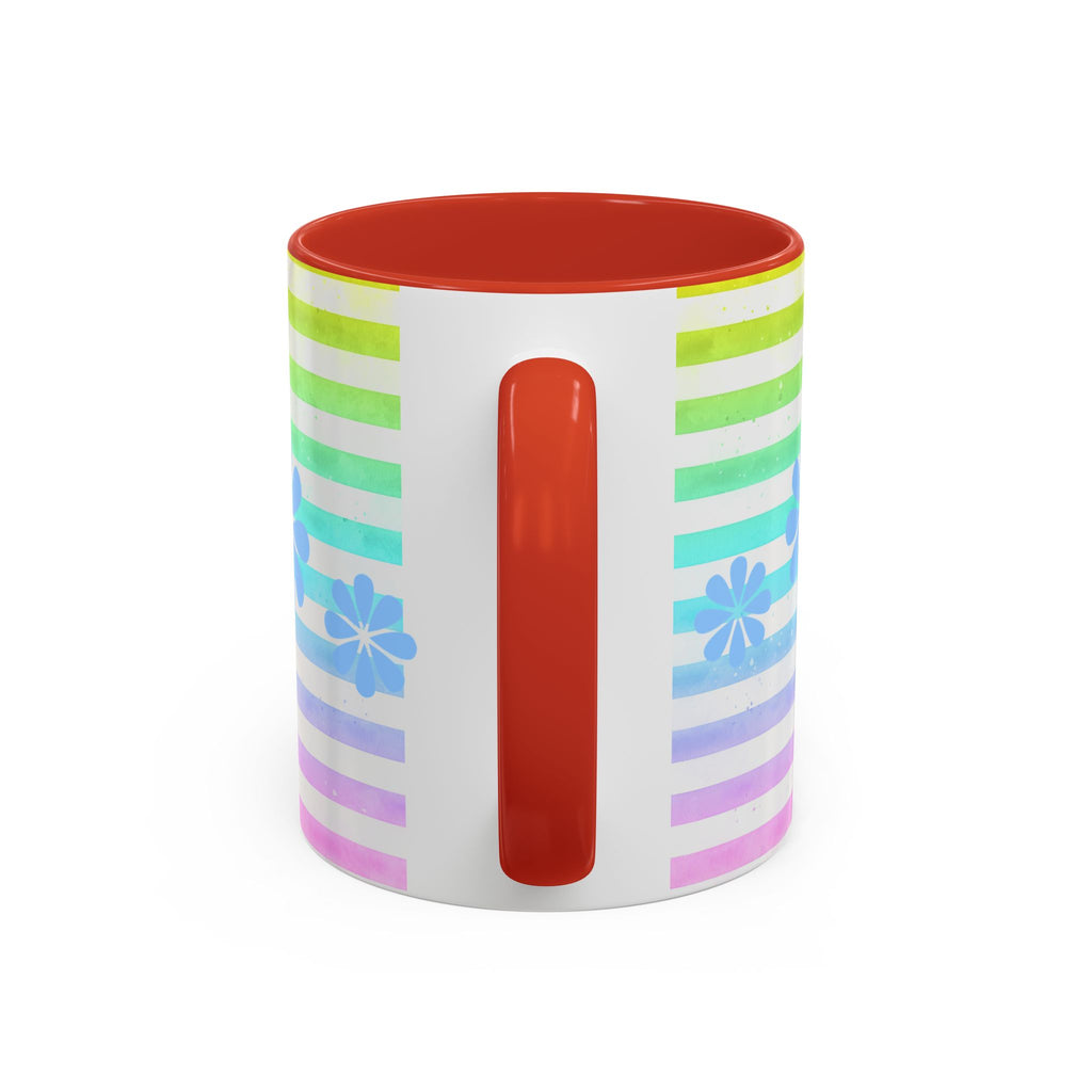 West Highland Terrier Coffee Mug — Cute White Pup on Rainbow Stripes (Accent Mug 11/15oz)