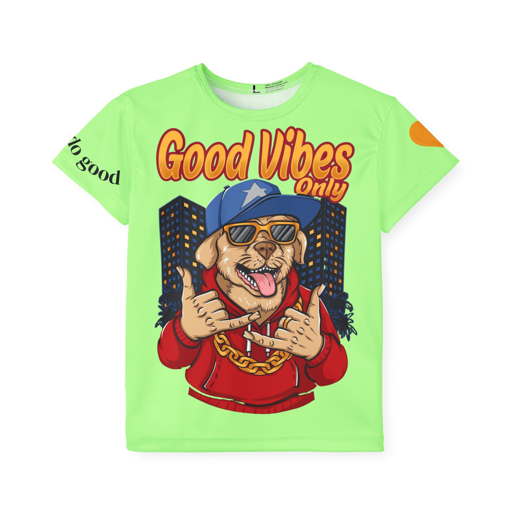 Kids 'Good Vibes Only' Neon Sports Jersey — Cool Dog Graphic Tee