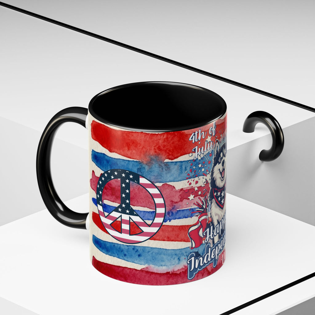 Independence Day Husky Coffee Mug — Happy 4th of July Patriotic Accent Mug (11/15oz)