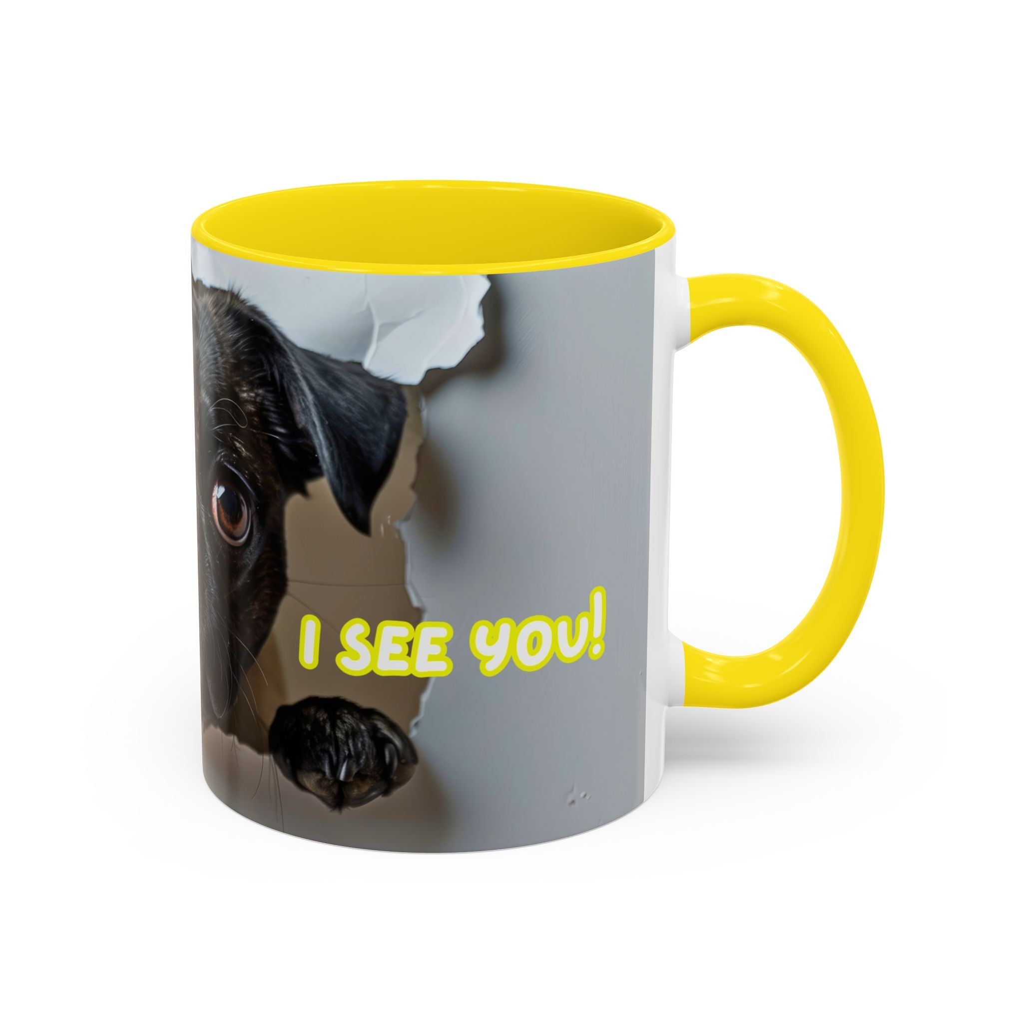 Pug “I See You!” Accent Coffee Mug — Cute Dog Lover Gift (11/15 oz)