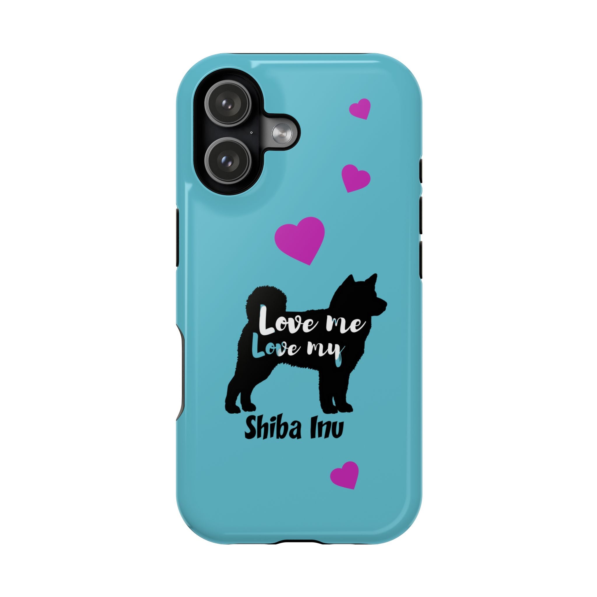 Shiba Inu Phone Case – "Love Me Love My Shiba Inu" Impact-Resistant Case, Cute Heart Design