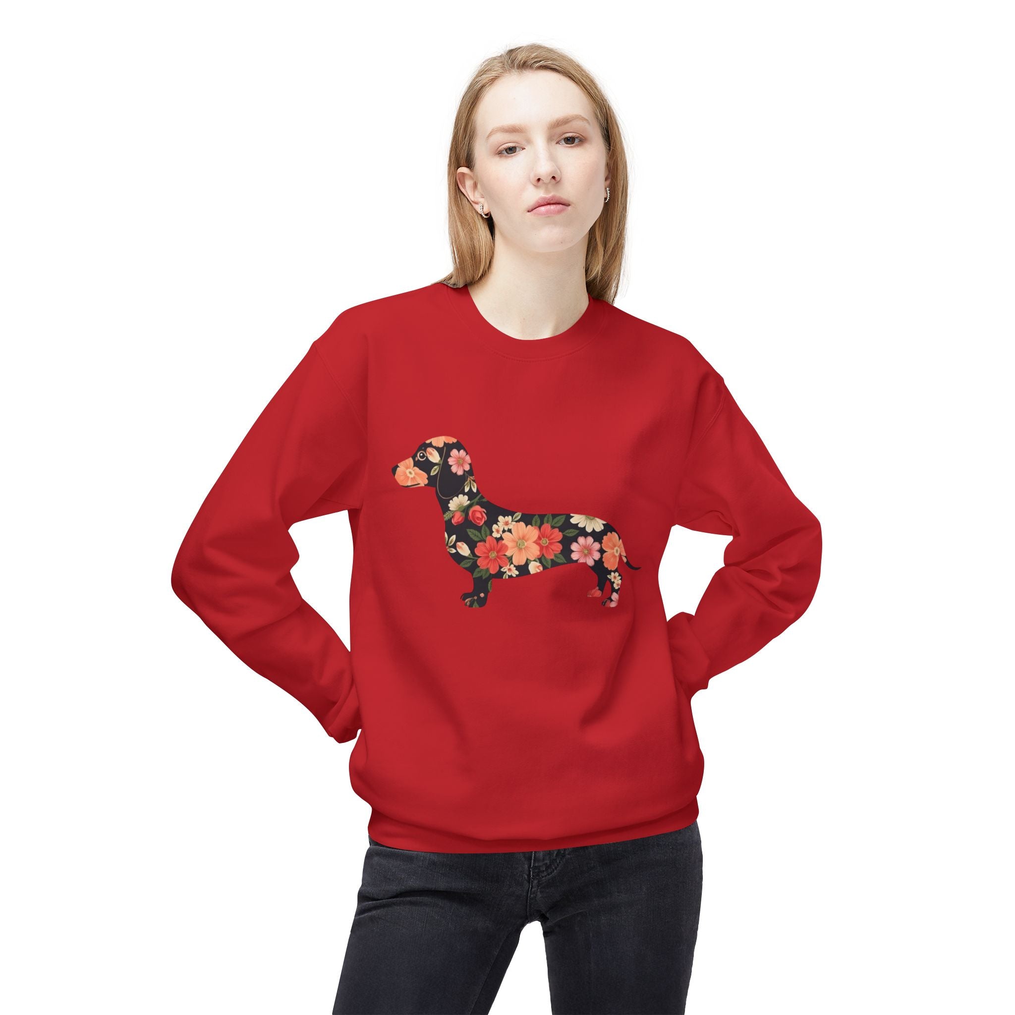 Floral Dachshund Crewneck Sweatshirt