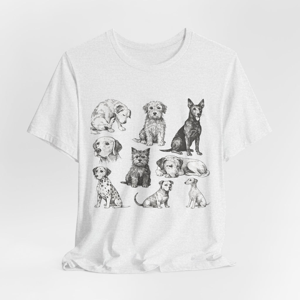 Dog Breed Sketches T-Shirt — Hand-Drawn Puppy Portraits Tee