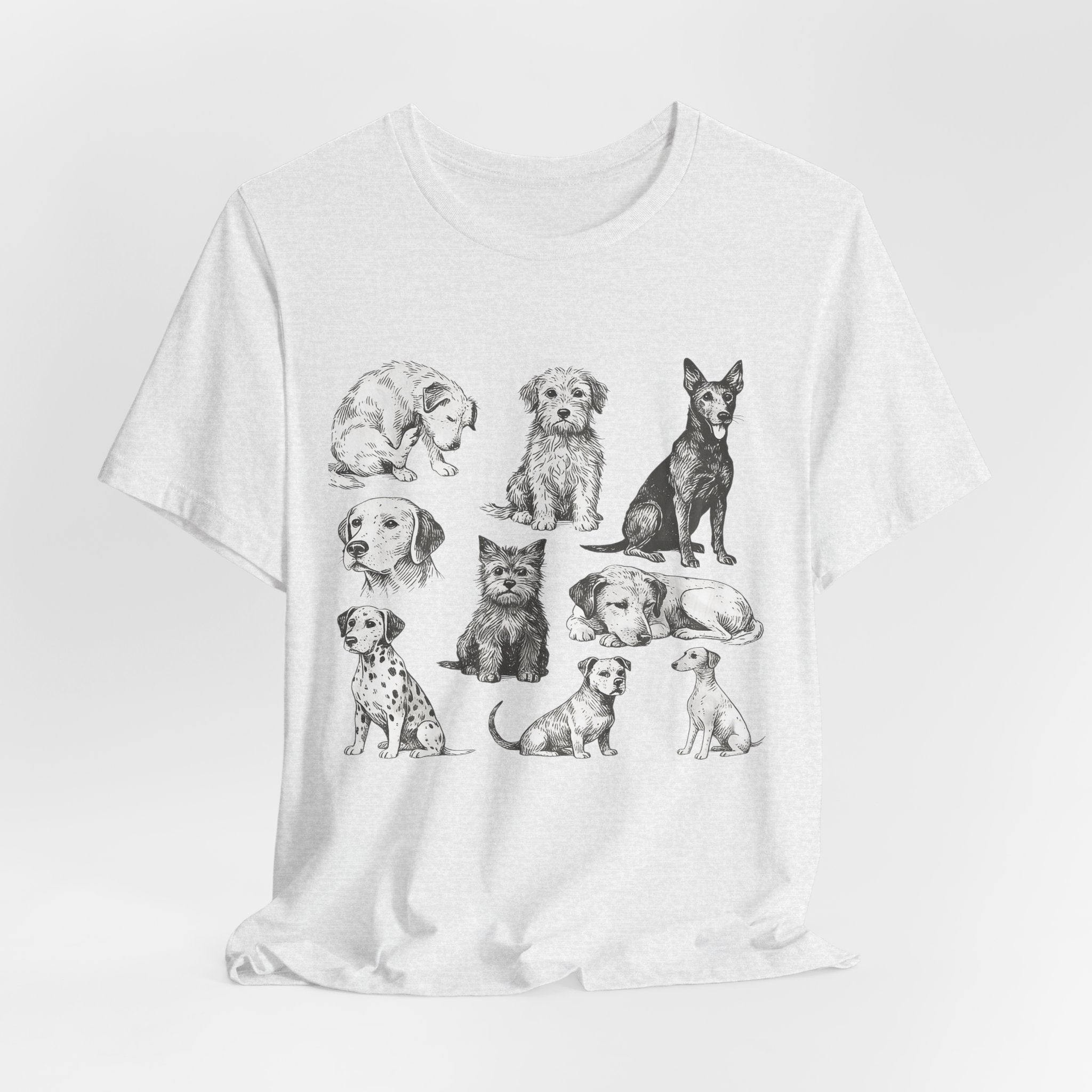 Dog Breed Sketches T-Shirt — Hand-Drawn Puppy Portraits Tee