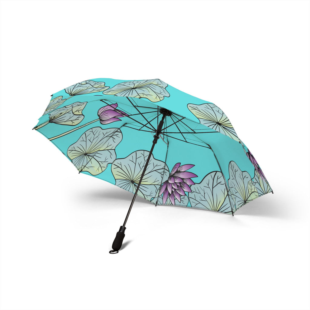 Floral Lotus Foldable Umbrella — Compact Semi‑Automatic Rain Umbrella