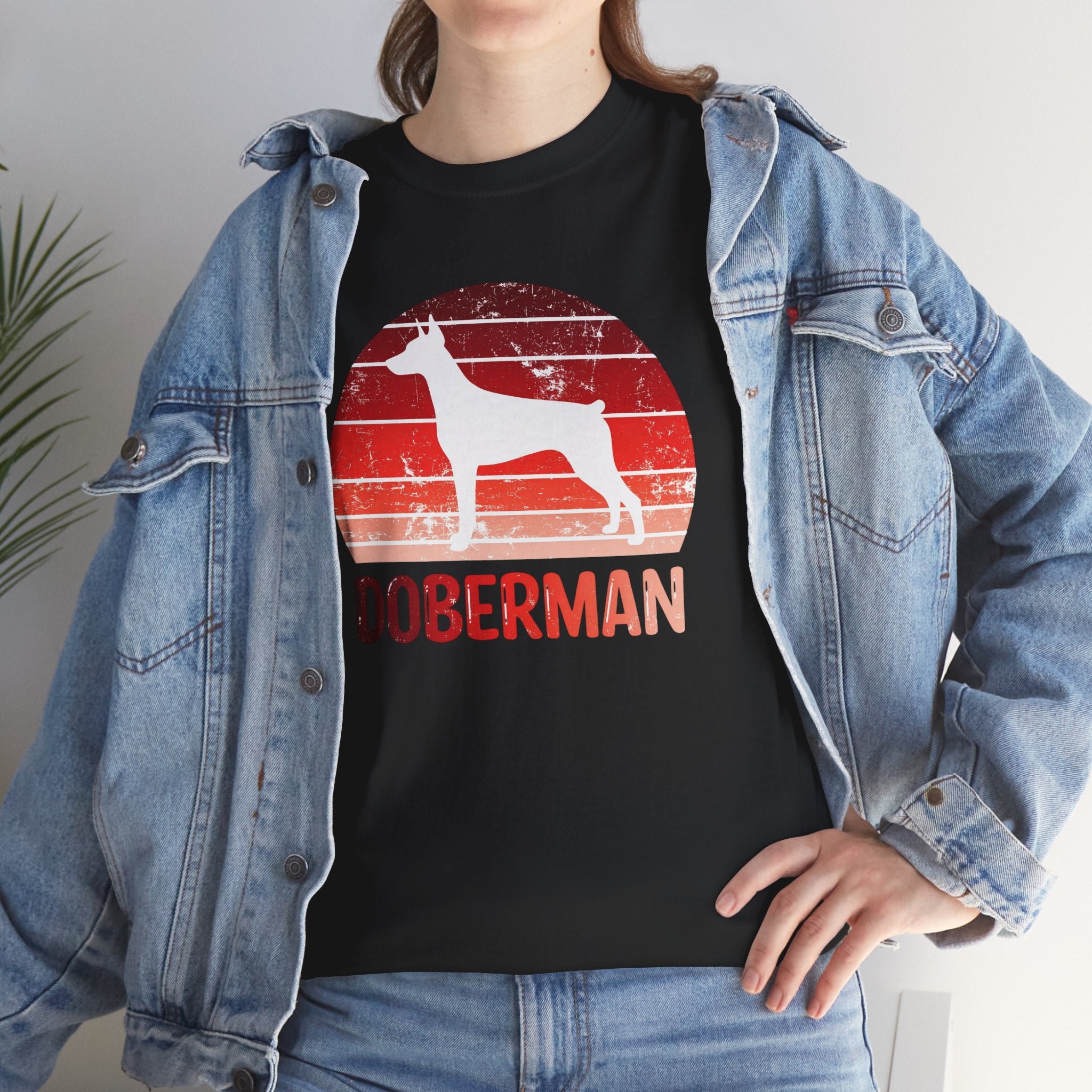 Doberman Retro Sunset T-Shirt – Unisex Dog Lover Graphic Tee