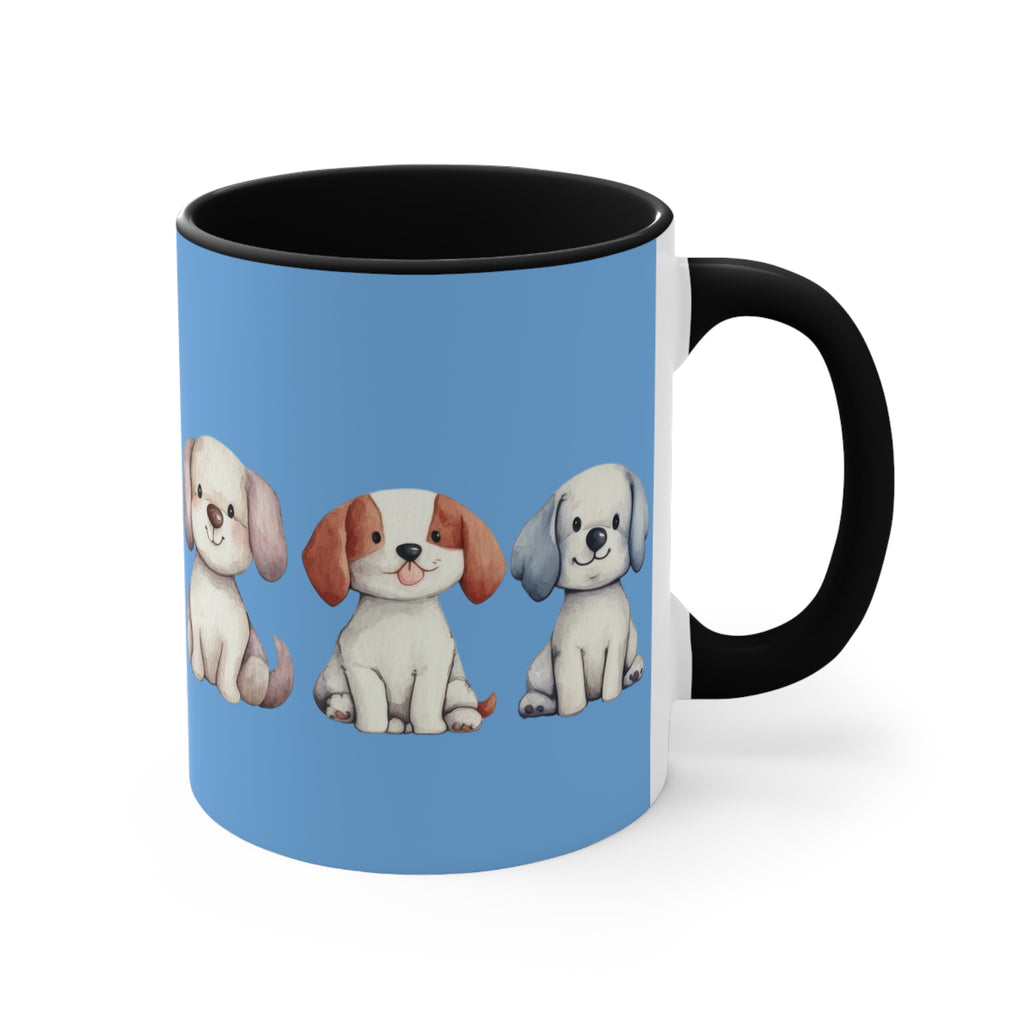 Cute Puppy Pattern Accent Mug — 11oz Colorful Dog Coffee Cup