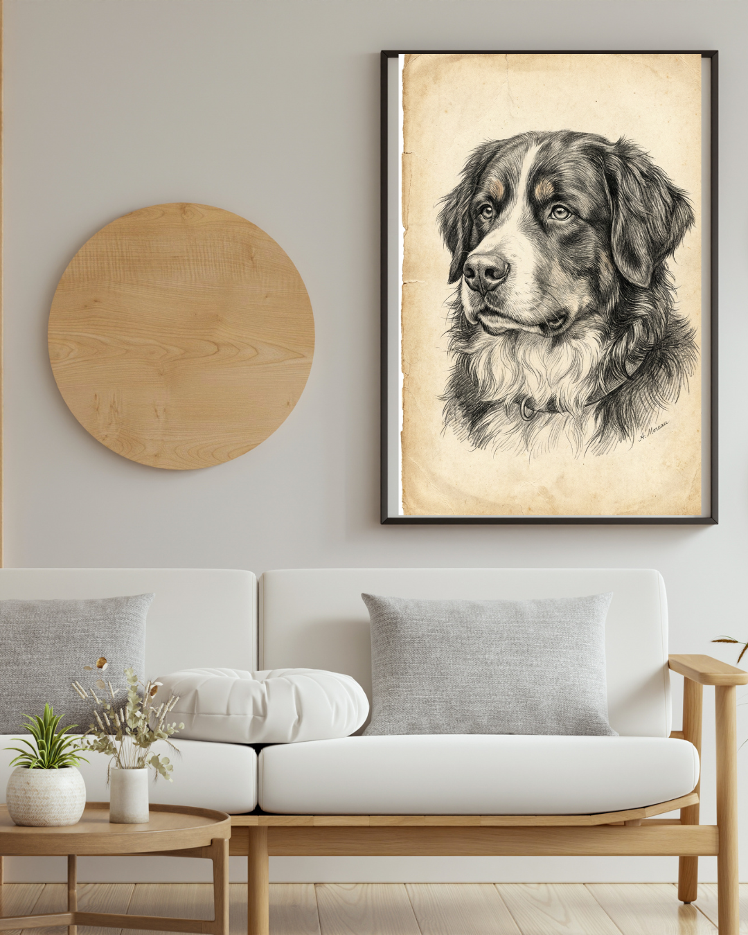 Bernese Mountain Dog Pencil Portrait – Downloadable Wall Art