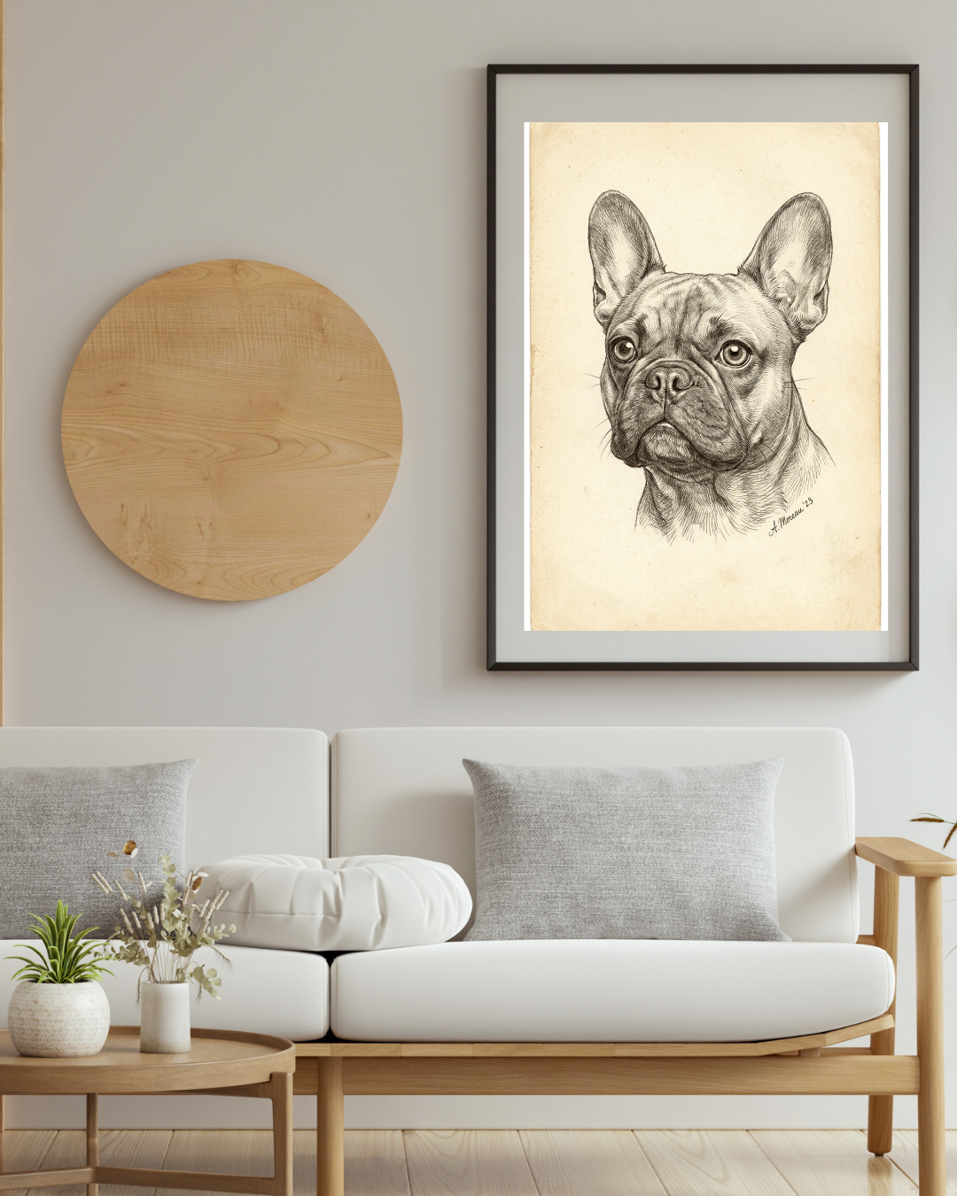 French Bulldog Pencil Portrait – Downloadable Wall Art