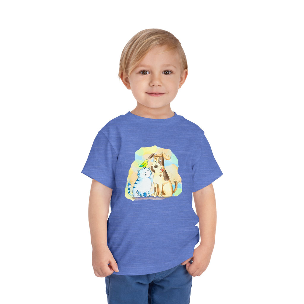 Toddler Tee — Cute Puppy & Kitten Watercolor Kids Shirt