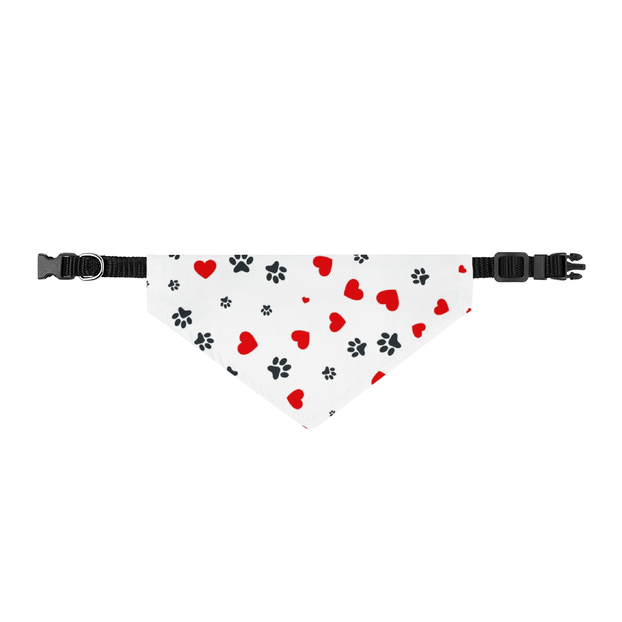 Clip-On Pet Bandana — Hearts and Paws