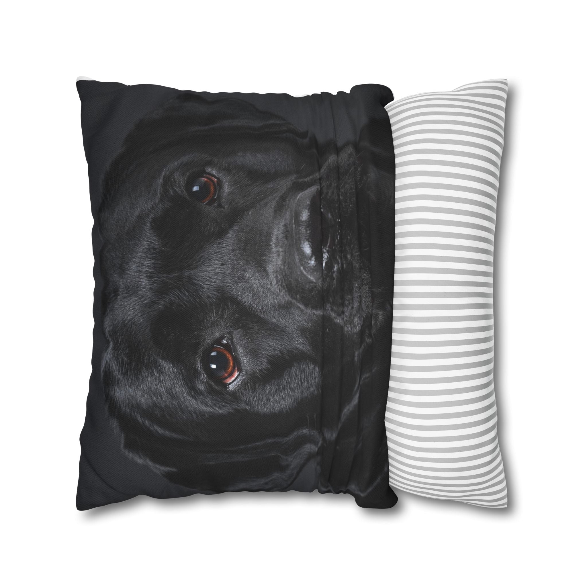 Black Labrador Dog Photo Pillowcase – Square Decorative Throw Pillow Cover