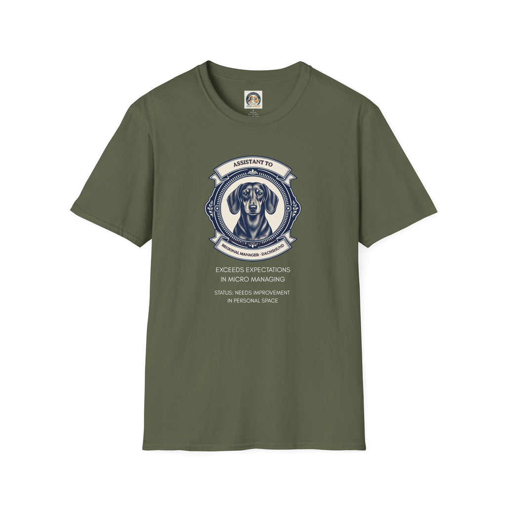 Dachshund Assistant T-Shirt — "Assistant to the Regional Manager" Funny Dog Tee
