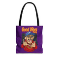 Good Vibes Only Dog Tote Bag — Cute Hipster Pup Graphic Canvas Tote