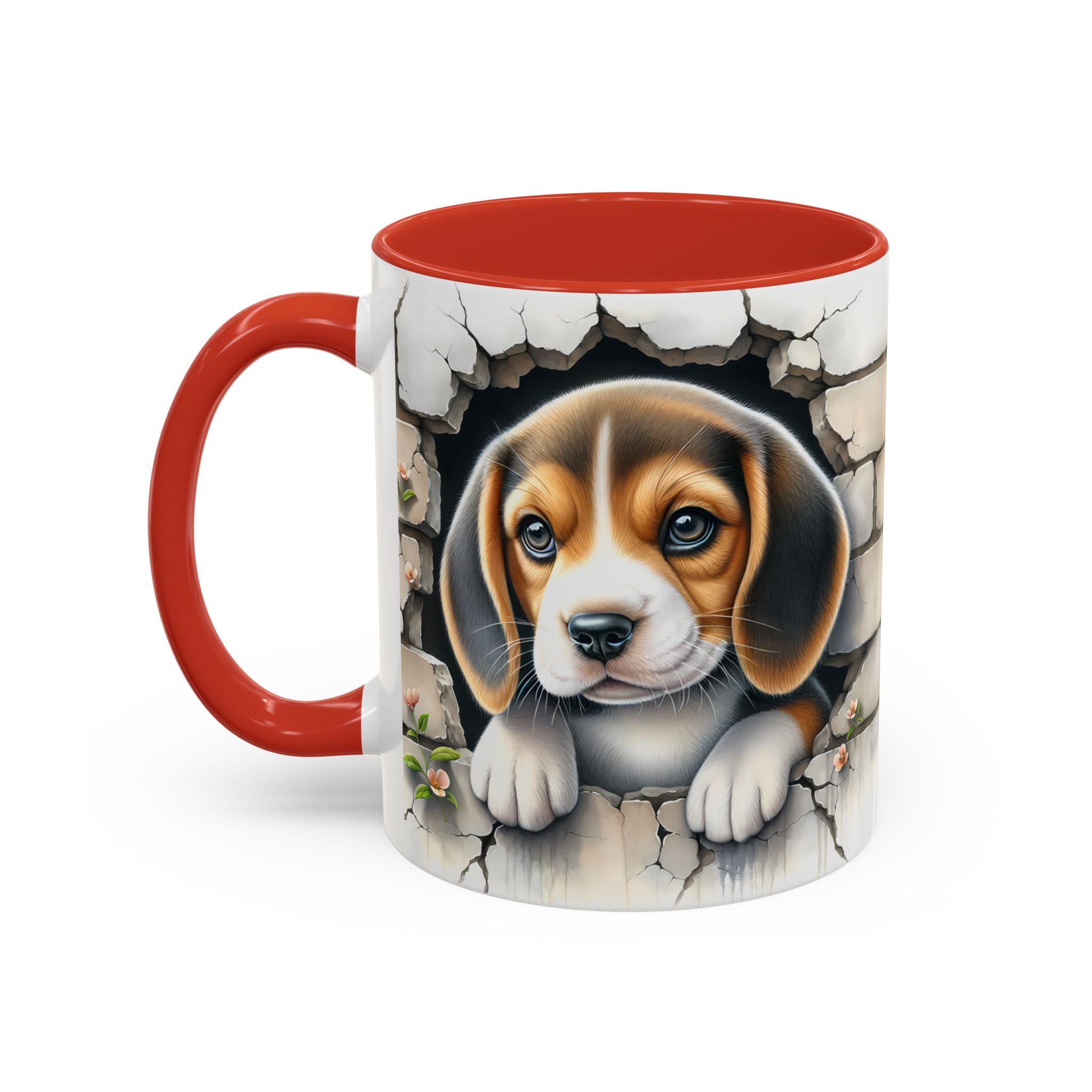 Beagle Puppy Peek Accent Coffee Mug – Cute Dog Gift (11/15 oz)