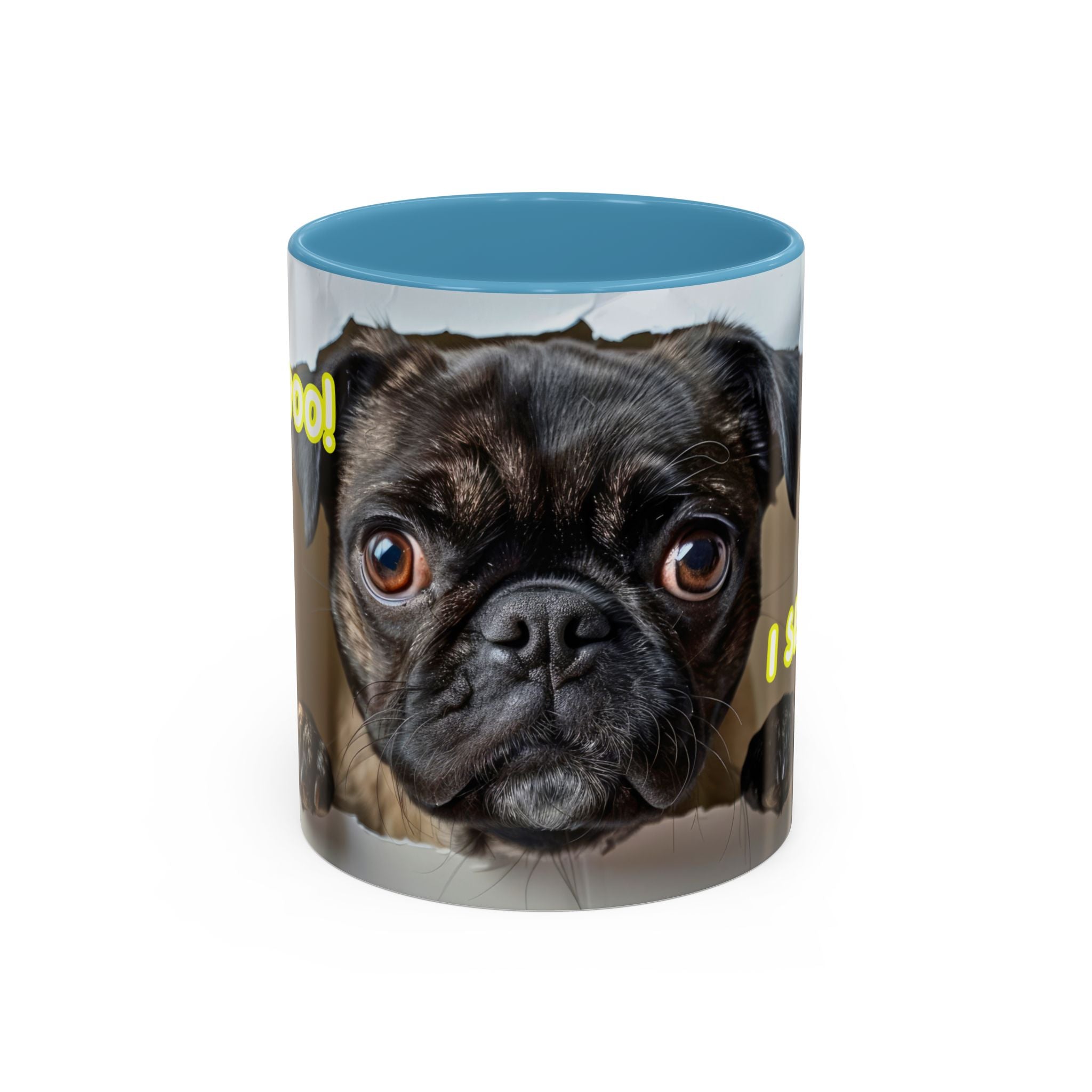 Pug “I See You!” Accent Coffee Mug — Cute Dog Lover Gift (11/15 oz)