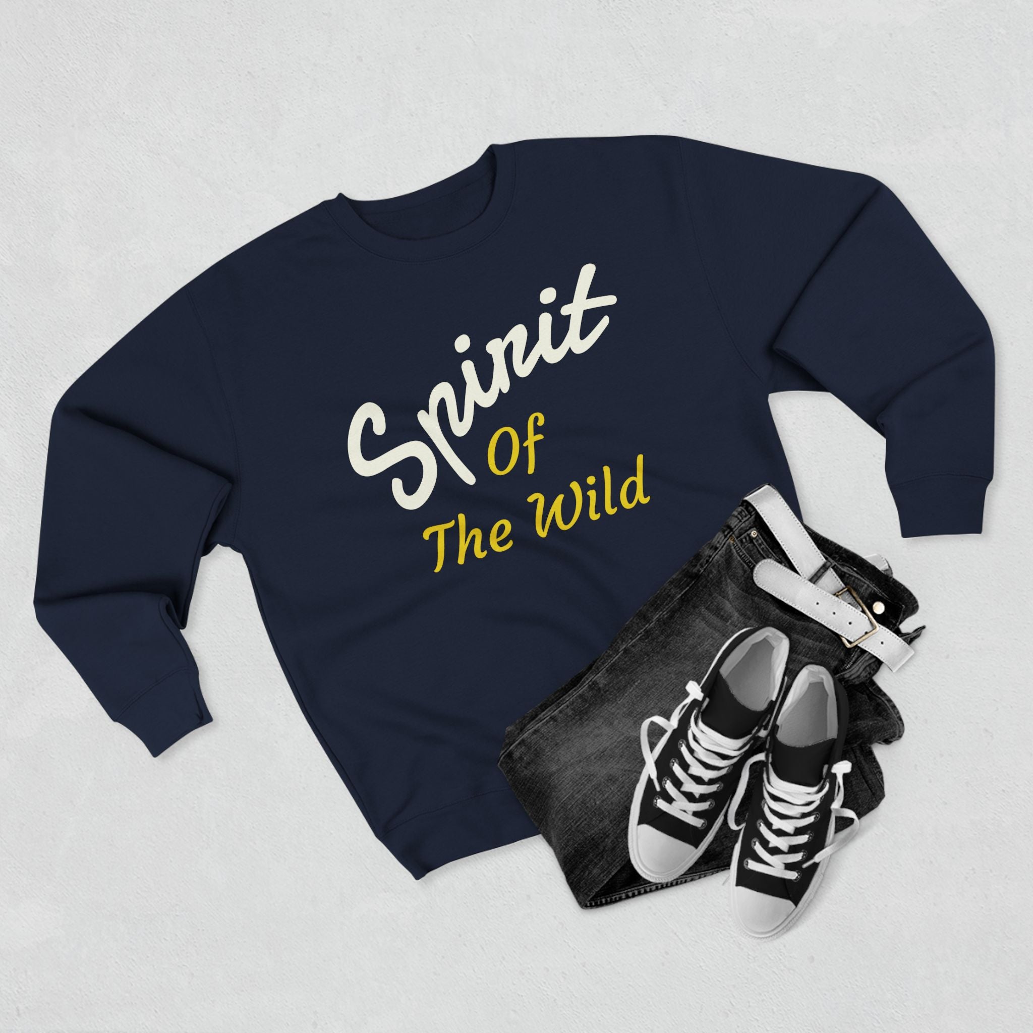 Wolf Spirit Crewneck Sweatshirt — "Spirit of the Wild" Graphic on the back
