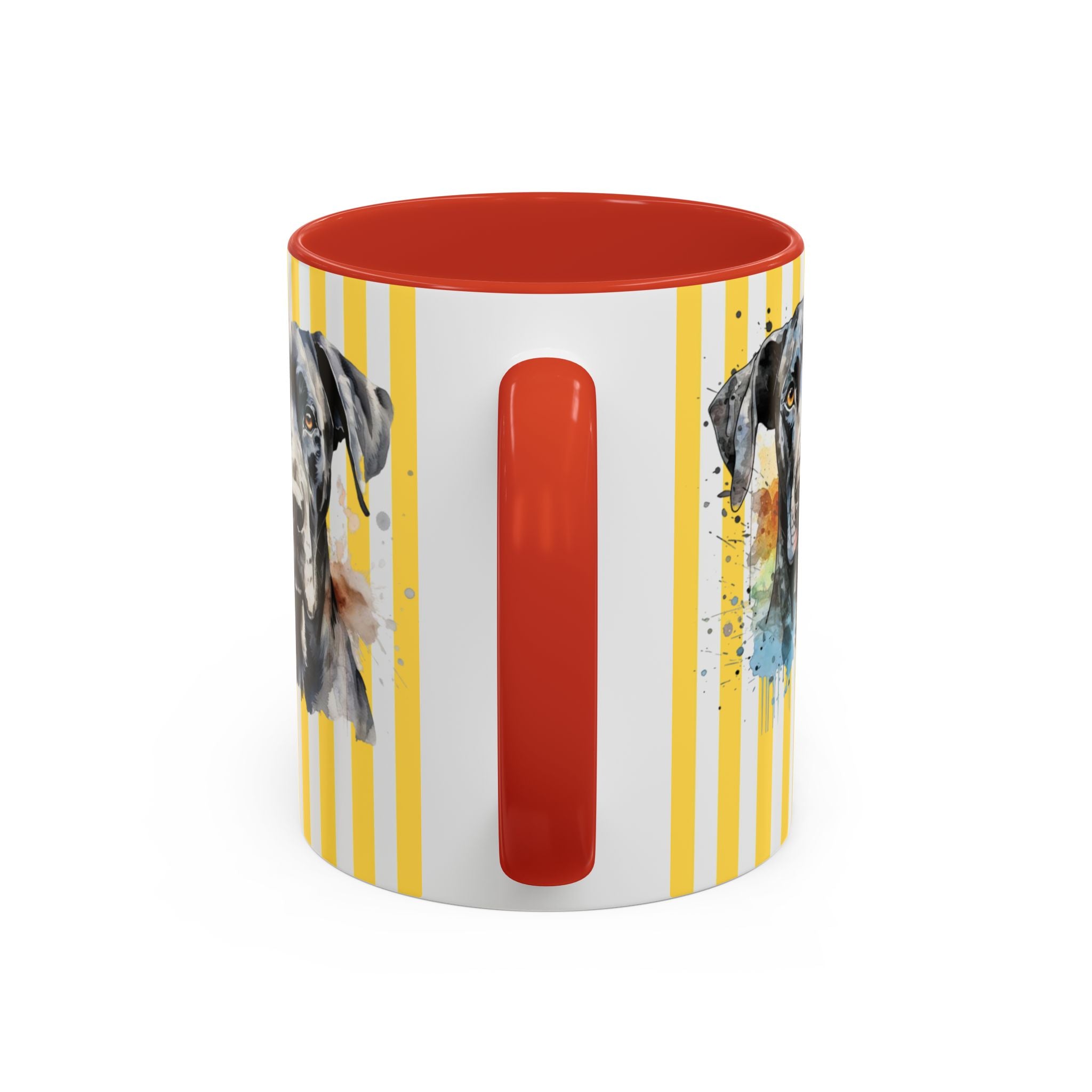 Personalised Dog Accent Coffee Mug — Yellow Striped Dog Lover Gift (11/15 oz)