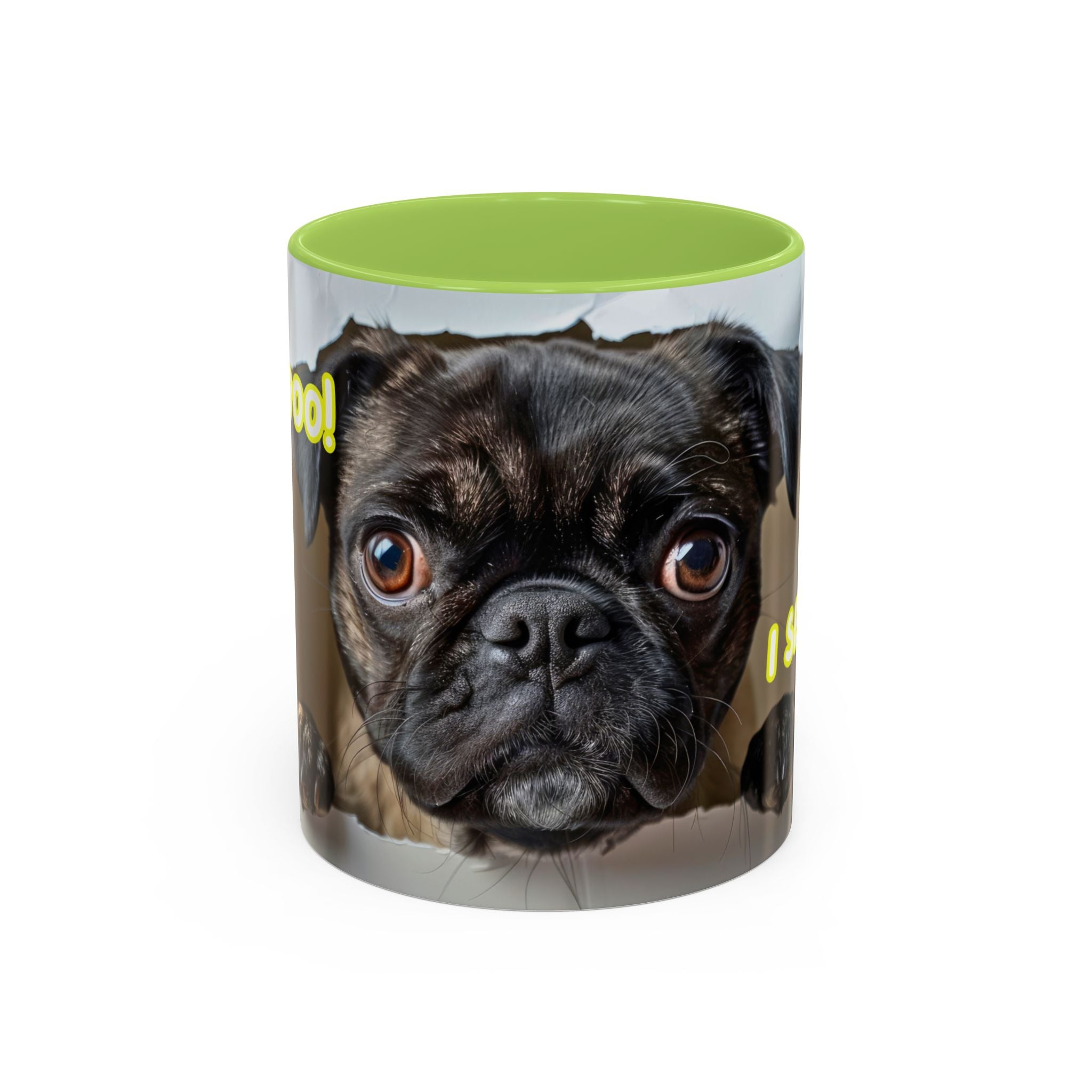 Pug “I See You!” Accent Coffee Mug — Cute Dog Lover Gift (11/15 oz)