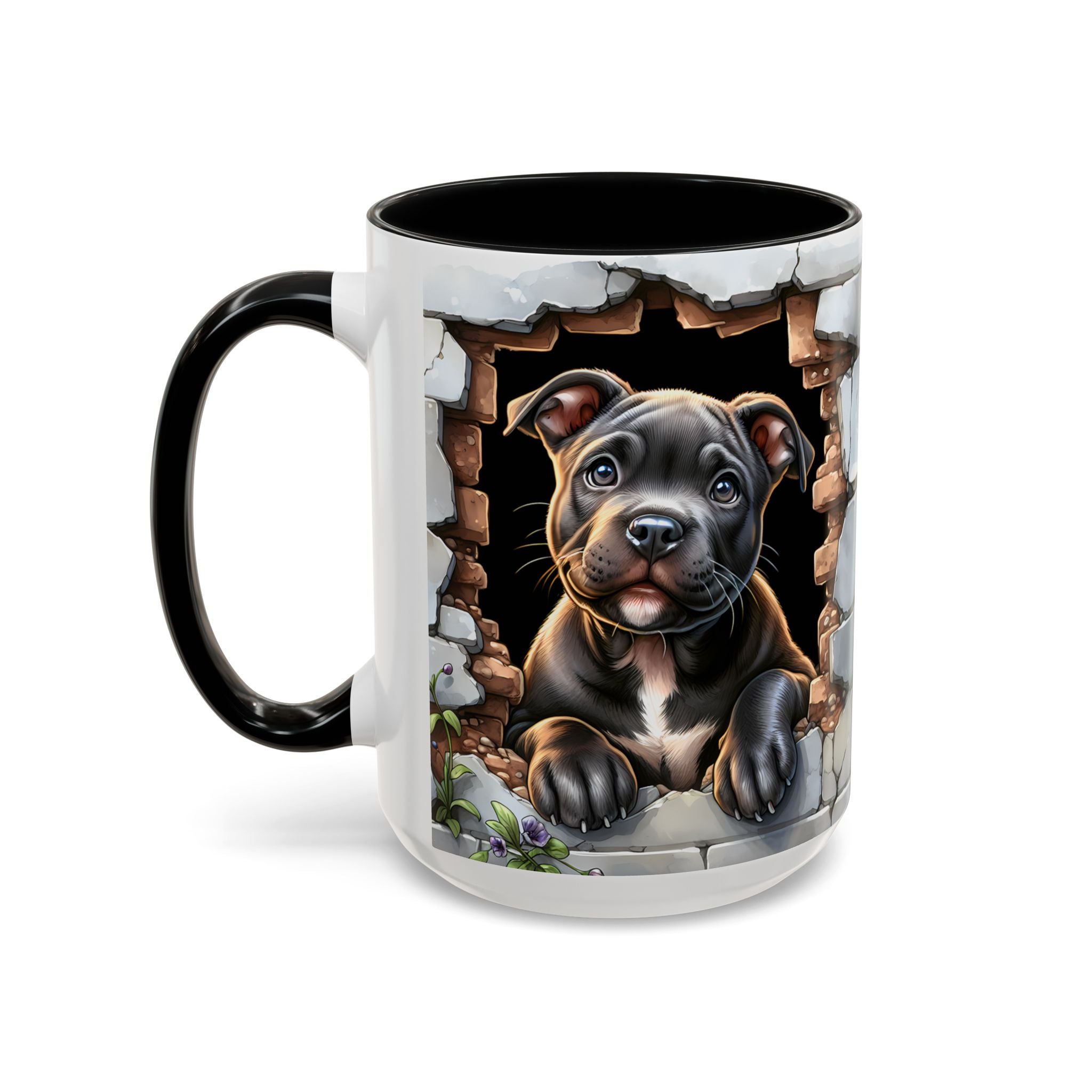 Pit Bull Puppy Peek Accent Coffee Mug – Cute Dog Lover Gift (11/15oz)