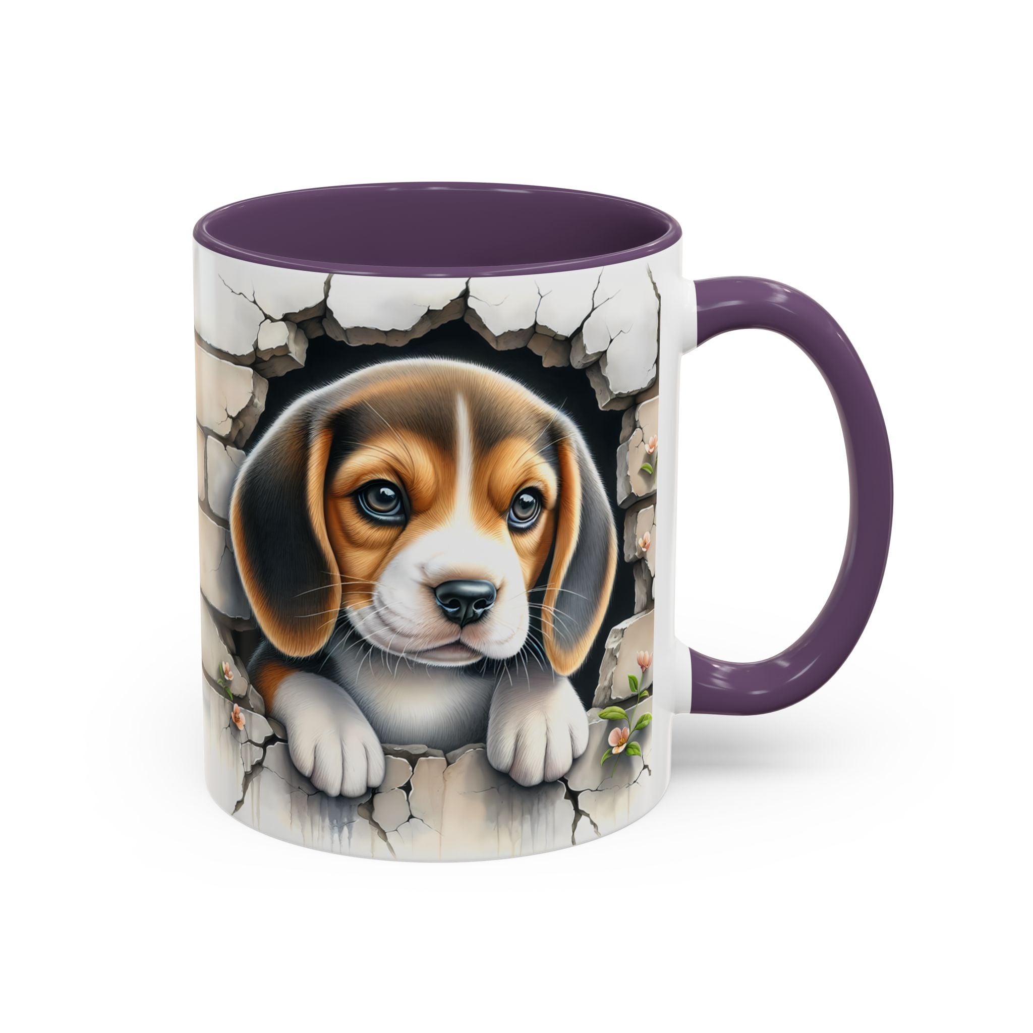 Beagle Puppy Peek Accent Coffee Mug – Cute Dog Gift (11/15 oz)