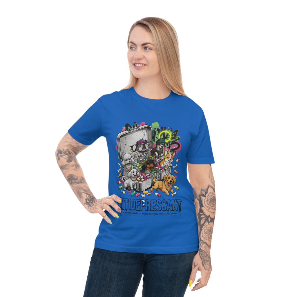 Antidepressant Pets T-Shirt — Emotional Support Pet & Pill Box Graphic Tee