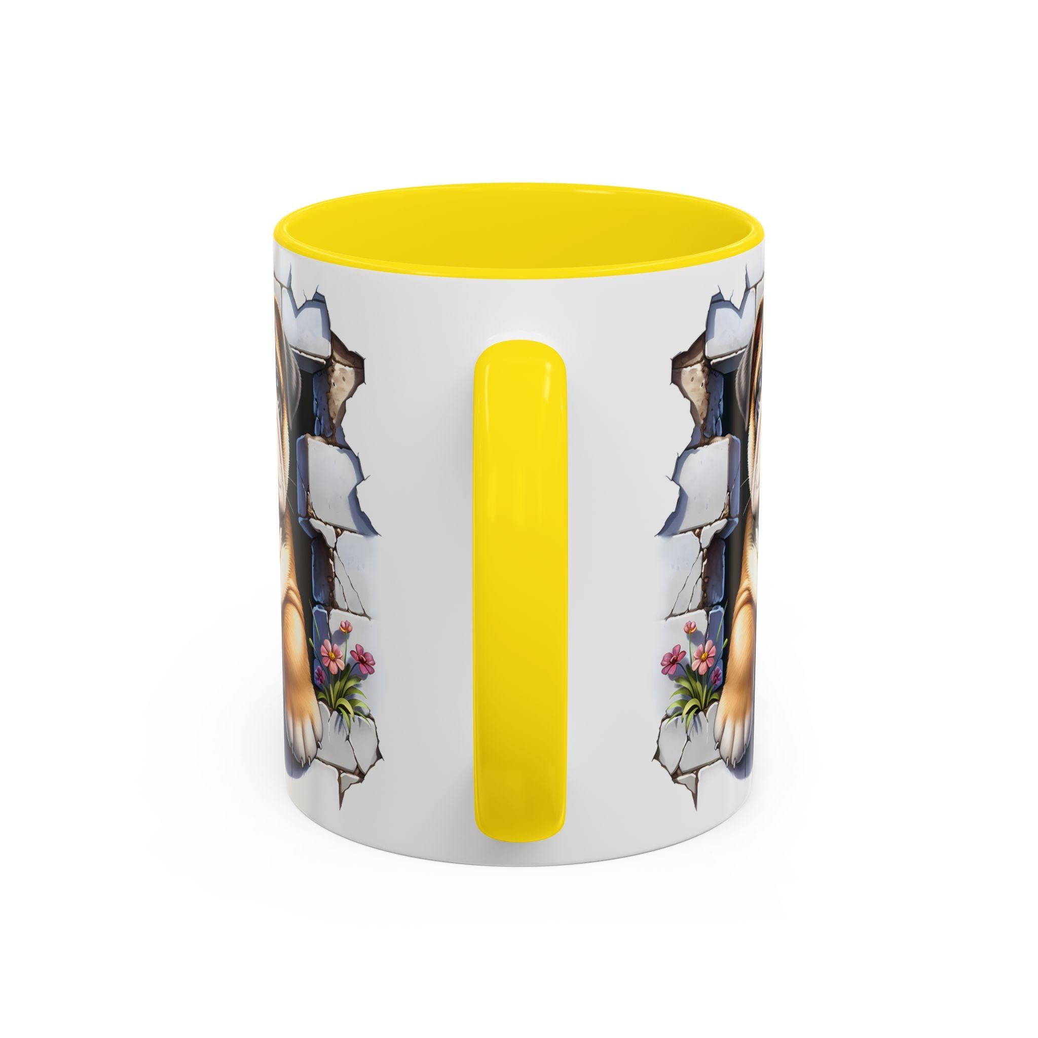 Bulldog Peek-A-Boo Accent Coffee Mug — Cute English Bulldog Coffee Cup (11/15 oz)
