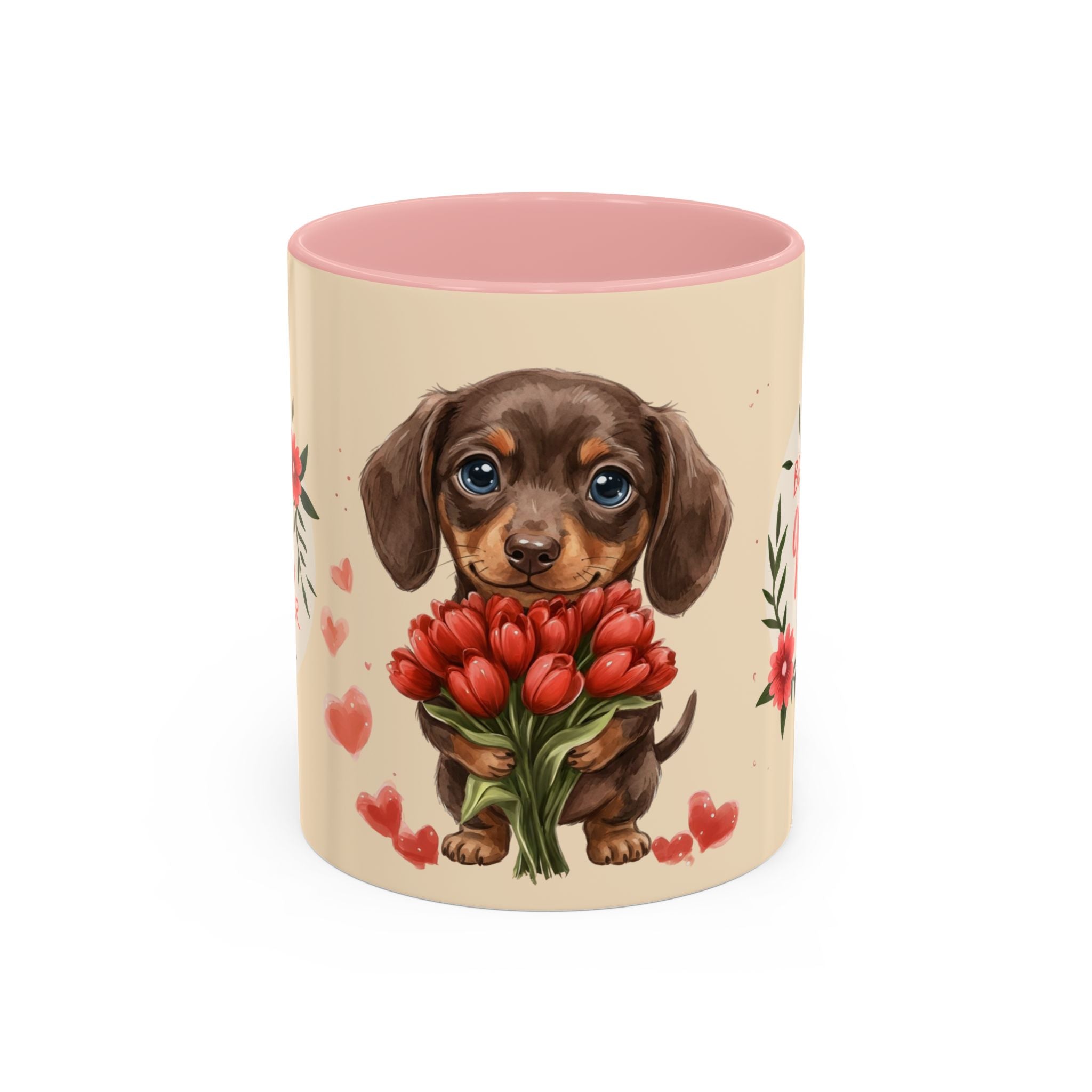 Best Mom Ever Coffee Mug — Cute Dachshund with Tulips