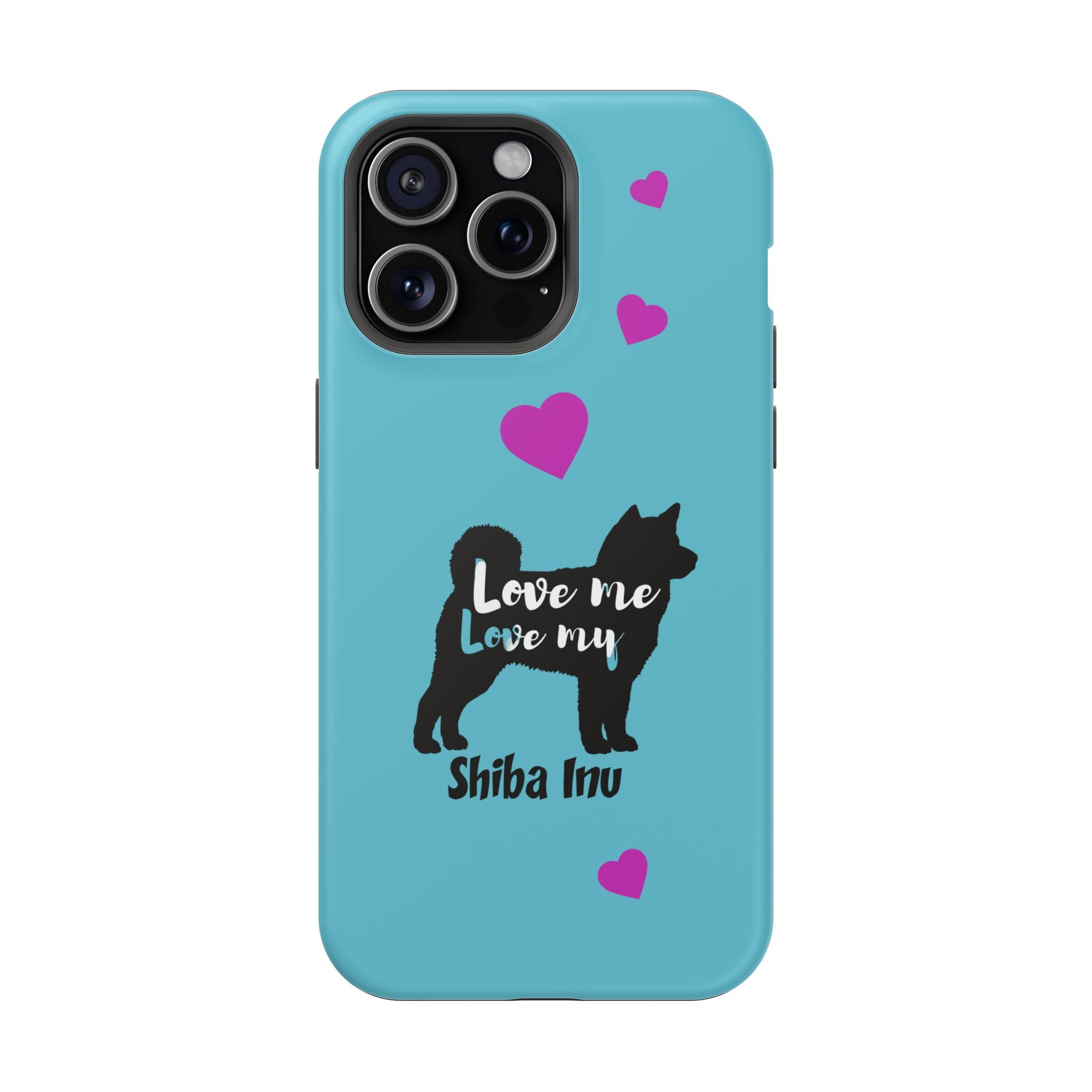 Shiba Inu Phone Case – "Love Me Love My Shiba Inu" Impact-Resistant Case, Cute Heart Design