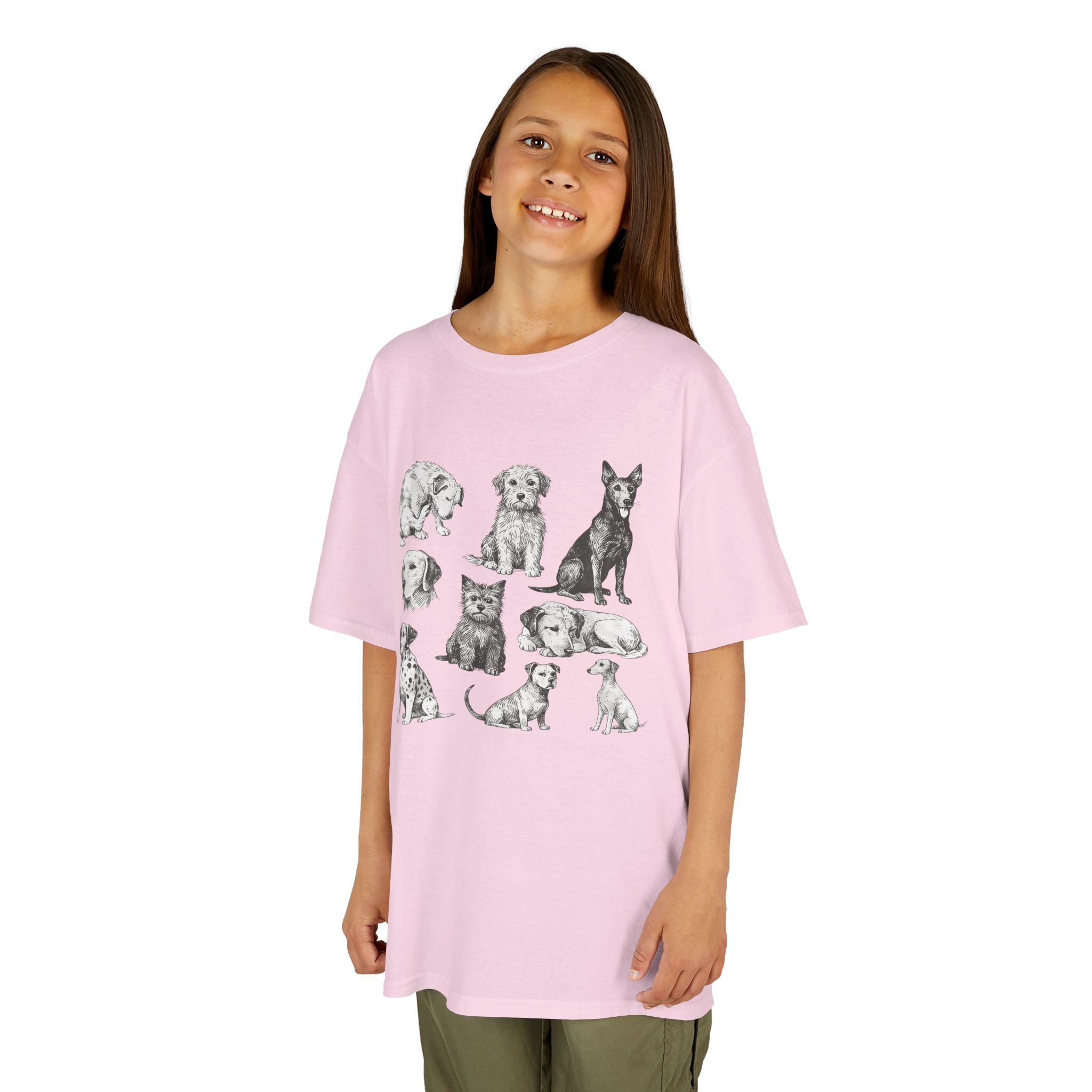 Kids Dog Breeds Sketch Tee — Cute Puppy Illustration Shirt for Boys & Girls
