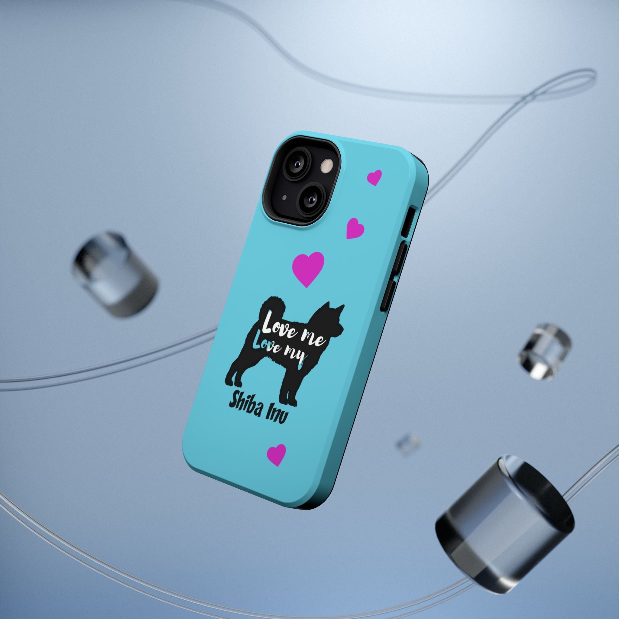 Shiba Inu Phone Case – "Love Me Love My Shiba Inu" Impact-Resistant Case, Cute Heart Design