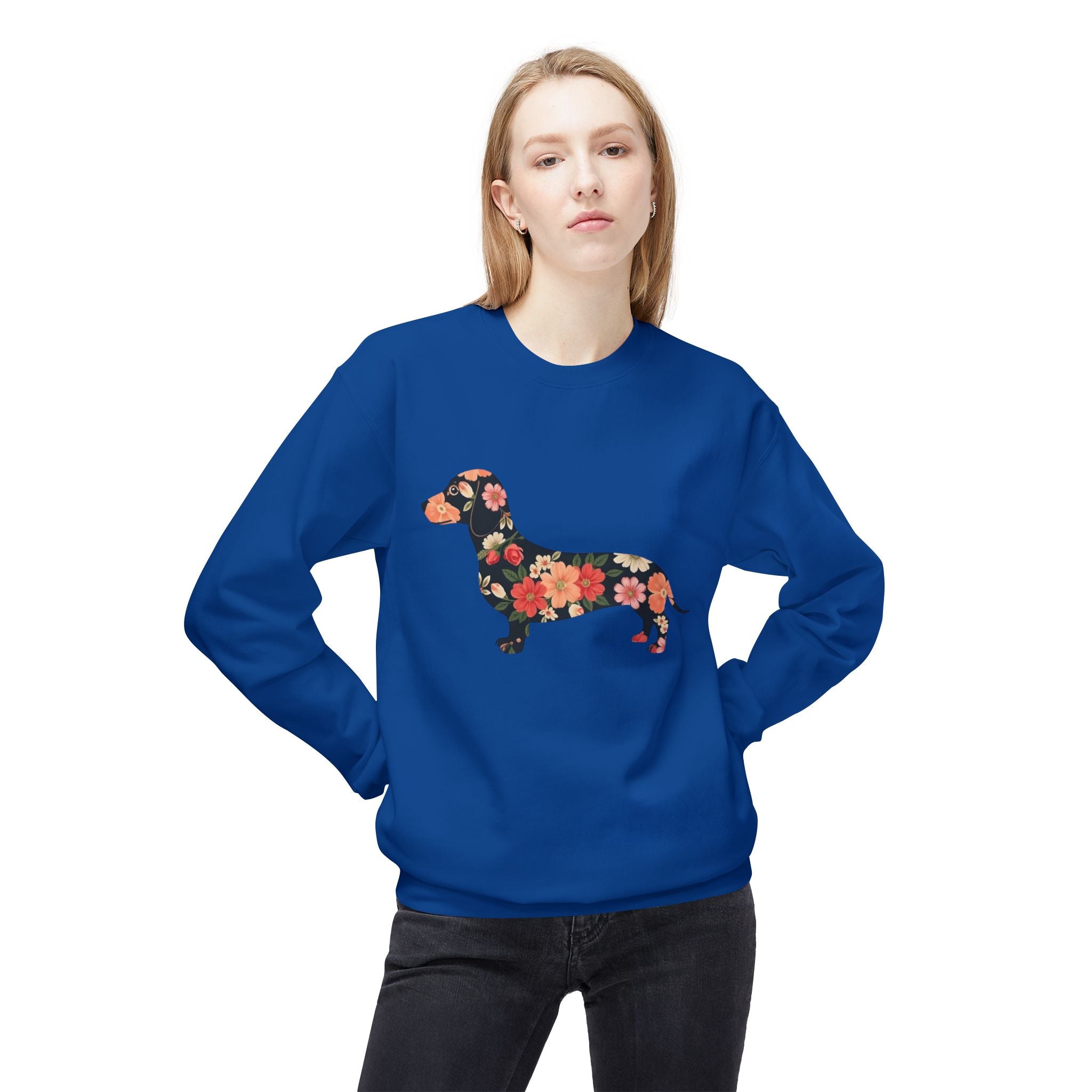 Floral Dachshund Crewneck Sweatshirt