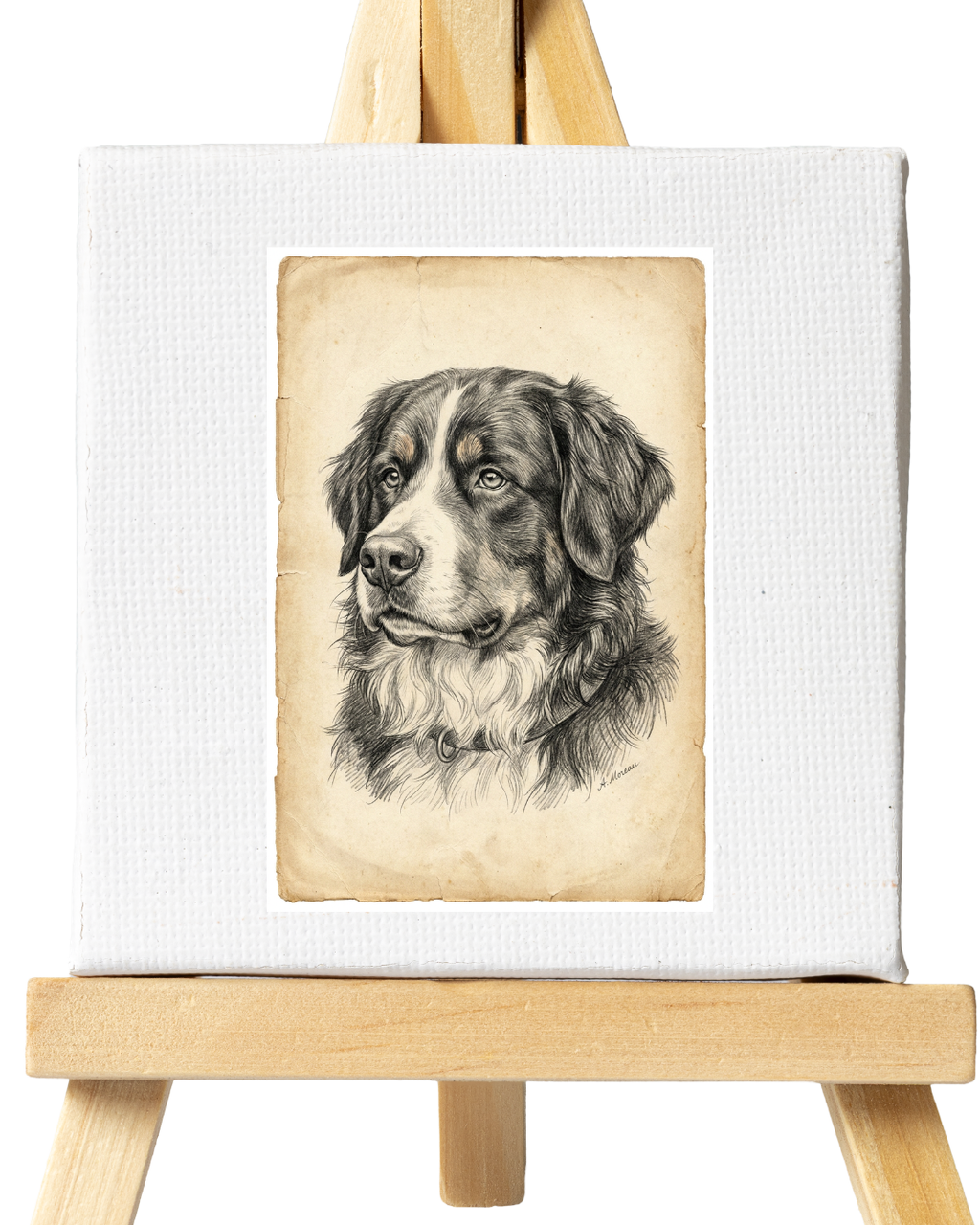 Bernese Mountain Dog Pencil Portrait – Downloadable Wall Art