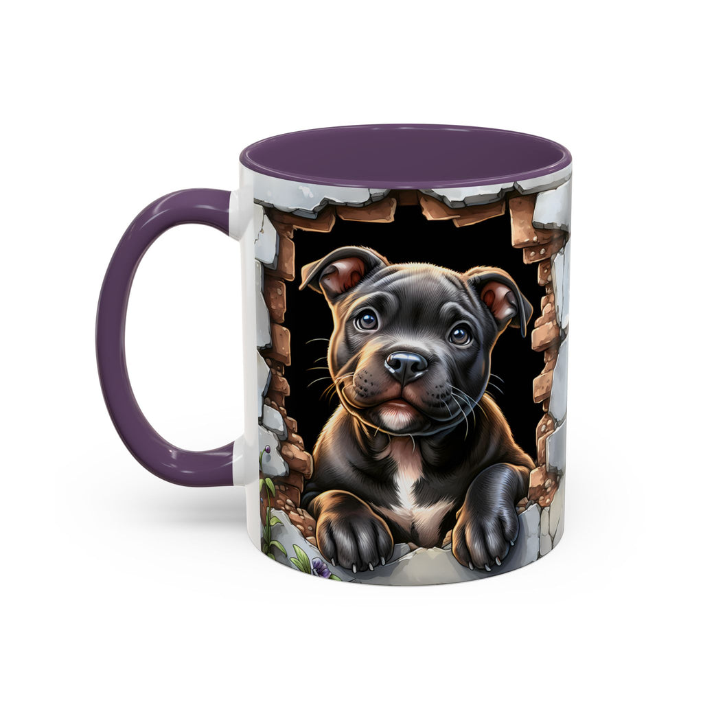 Pit Bull Puppy Peek Accent Coffee Mug – Cute Dog Lover Gift (11/15oz)