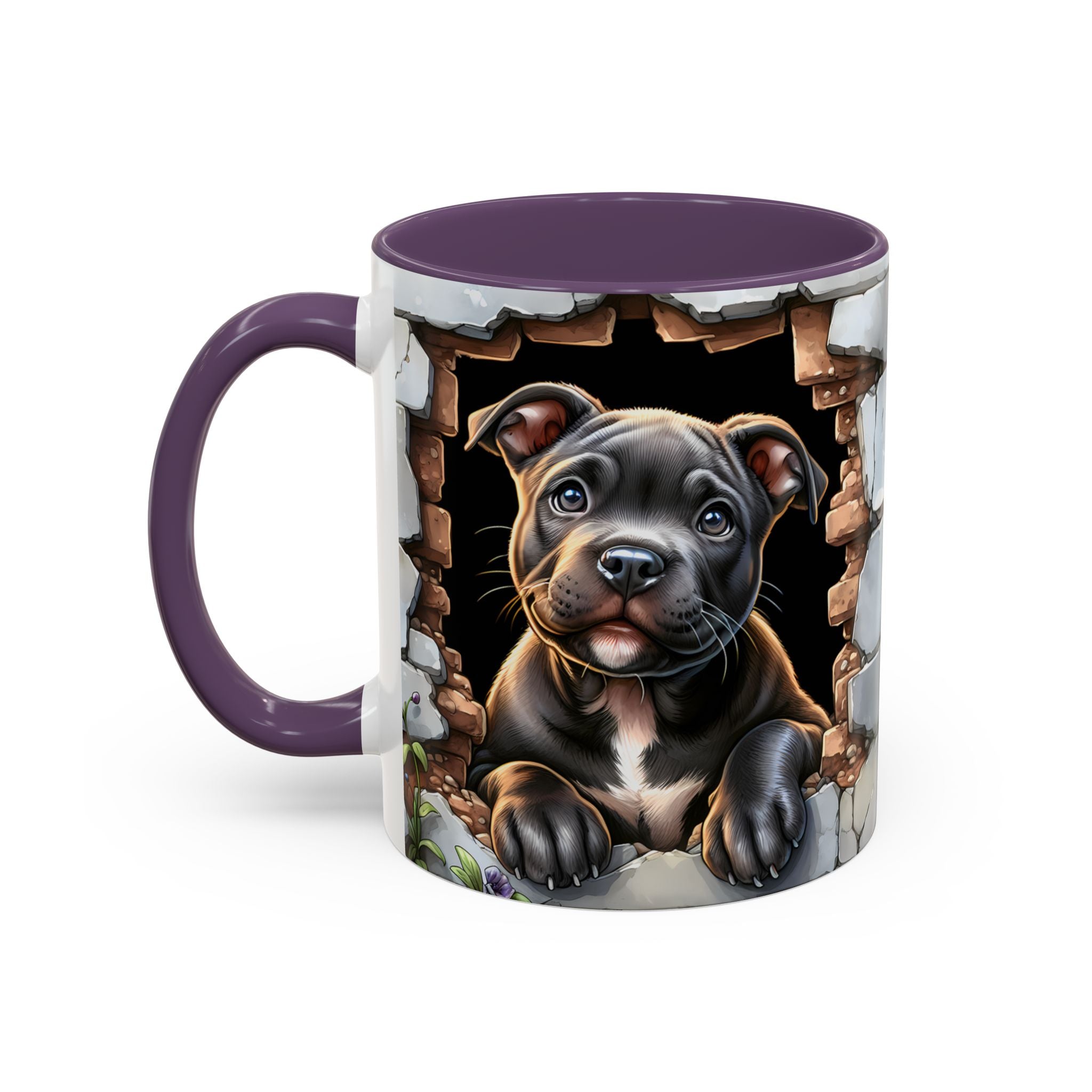 Pit Bull Puppy Peek Accent Coffee Mug – Cute Dog Lover Gift (11/15oz)