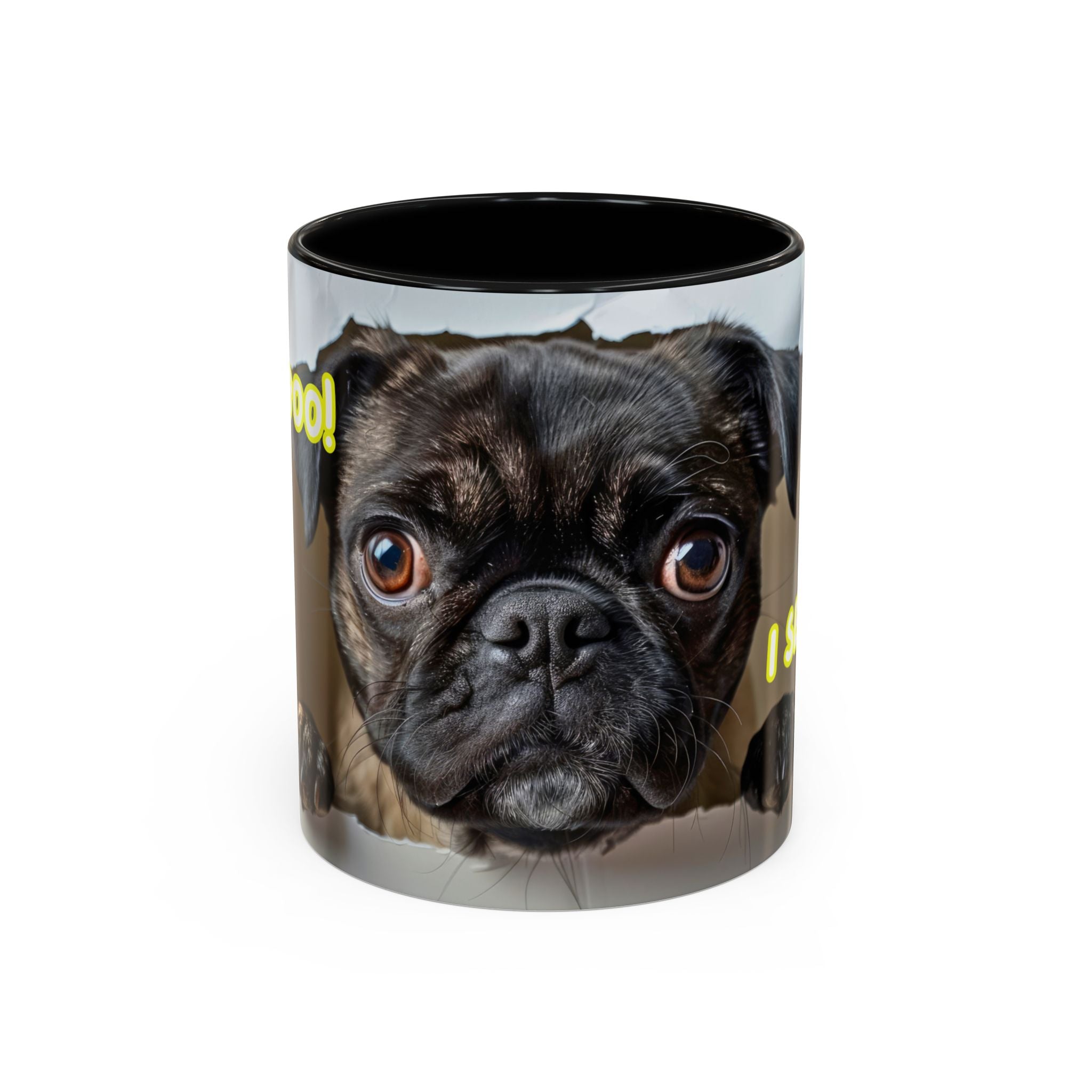 Pug “I See You!” Accent Coffee Mug — Cute Dog Lover Gift (11/15 oz)