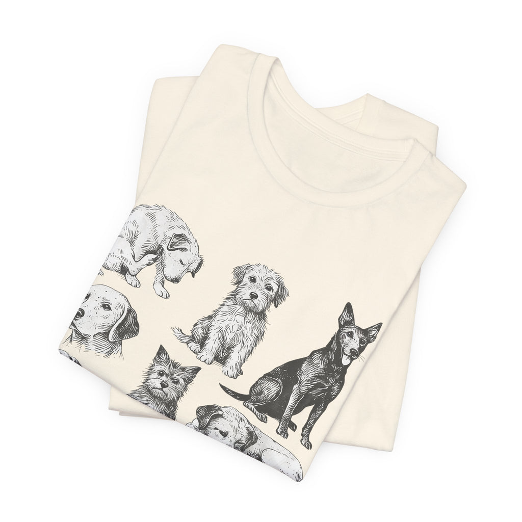 Dog Breed Sketches T-Shirt — Hand-Drawn Puppy Portraits Tee