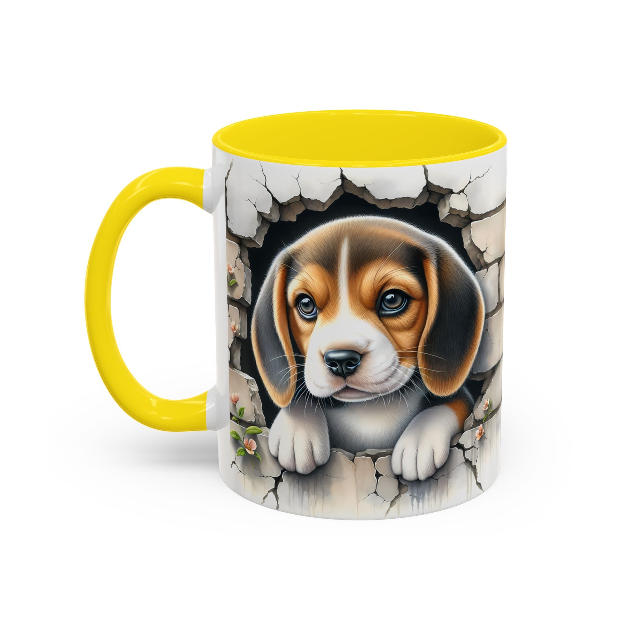 Beagle Puppy Peek Accent Coffee Mug – Cute Dog Gift (11/15 oz)