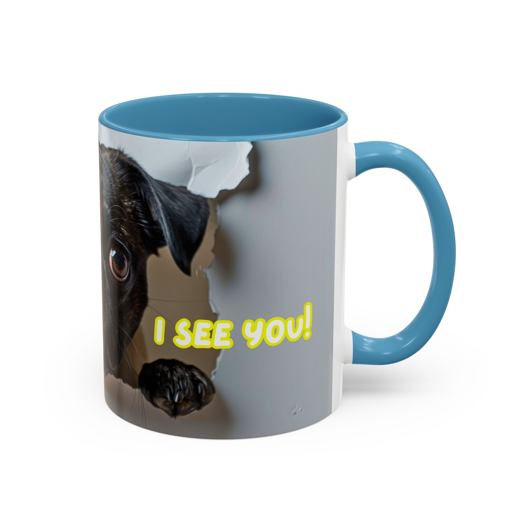 Pug “I See You!” Accent Coffee Mug — Cute Dog Lover Gift (11/15 oz)