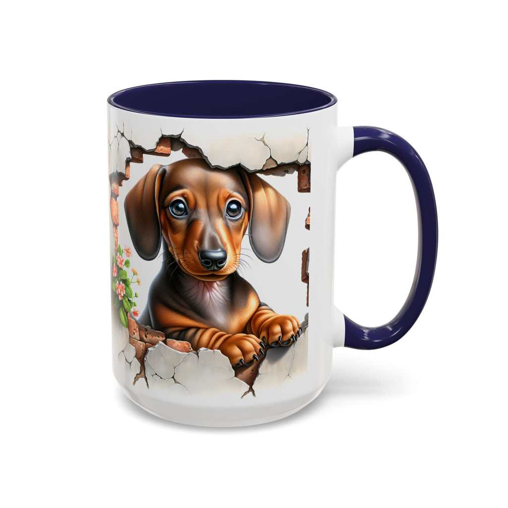 Dachshund Peek-A-Boo Accent Coffee Mug — Cute Puppy Dog Gift (11/15oz)