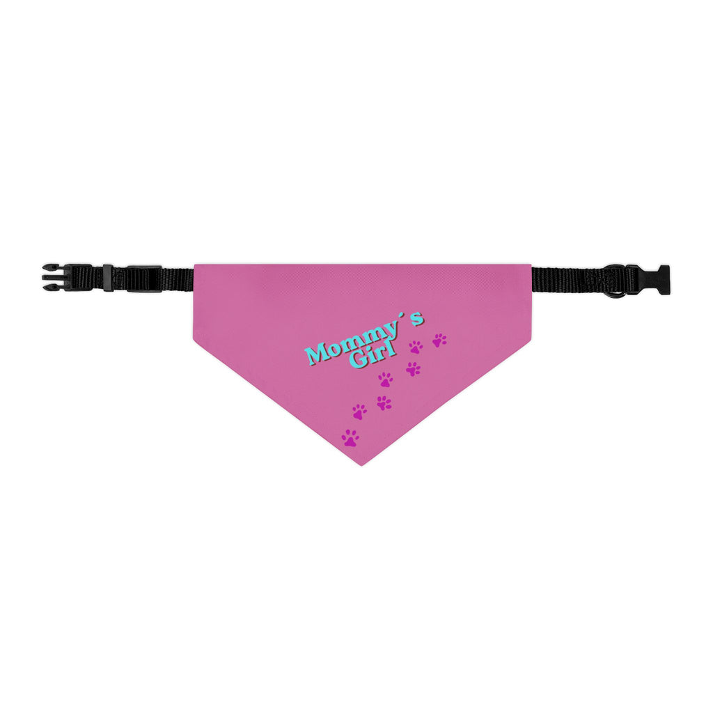 Dog Bandana Collar — "Mommy's Girl" Pink Paw-Print Pet Bandana