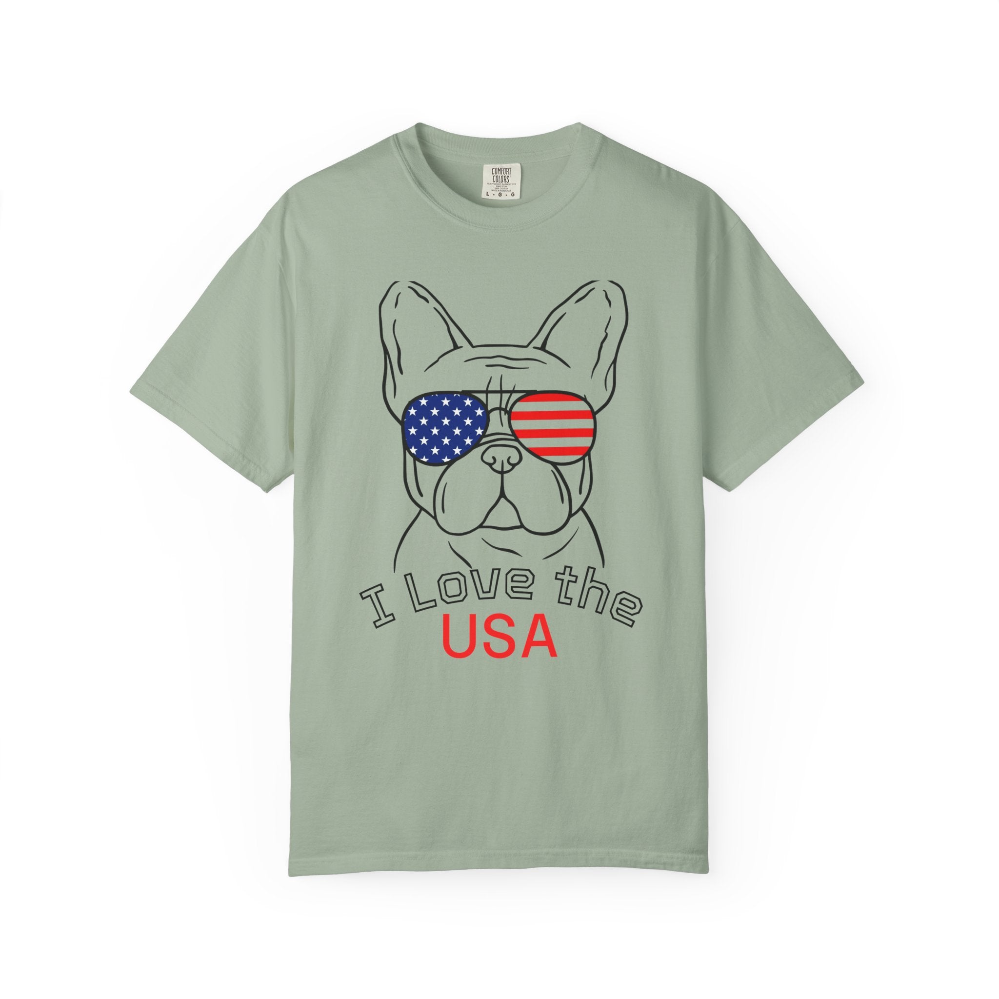 USA Bulldog T-Shirt — "I Love the USA" Patriotic Dog Tee