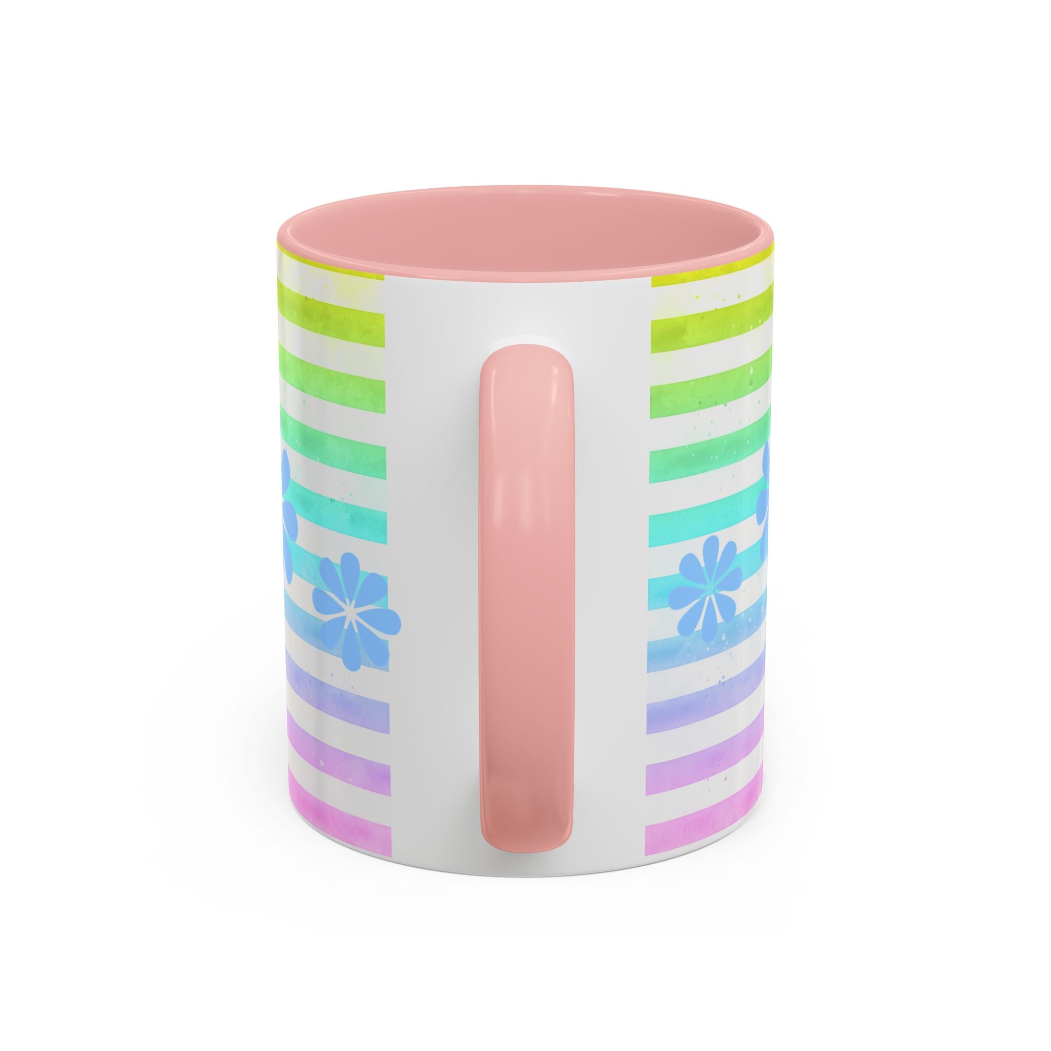 Apricot Poodle Coffee Mug — Cute Fluffy Pup on Rainbow Stripes (Accent Mug 11/15oz)