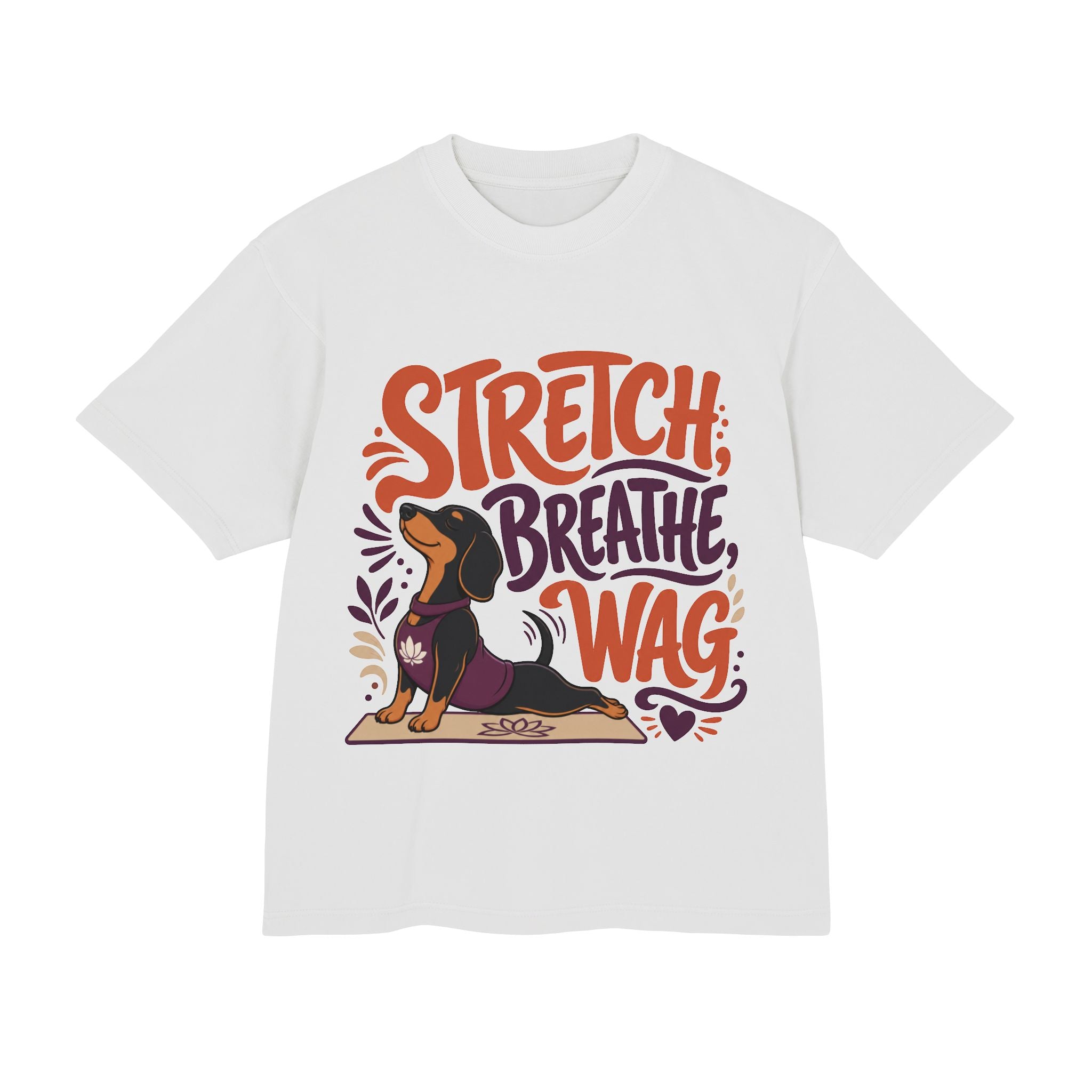 Stretch. Breathe. Wag. — Dachshund Yoga T‑Shirt for Dog Lovers