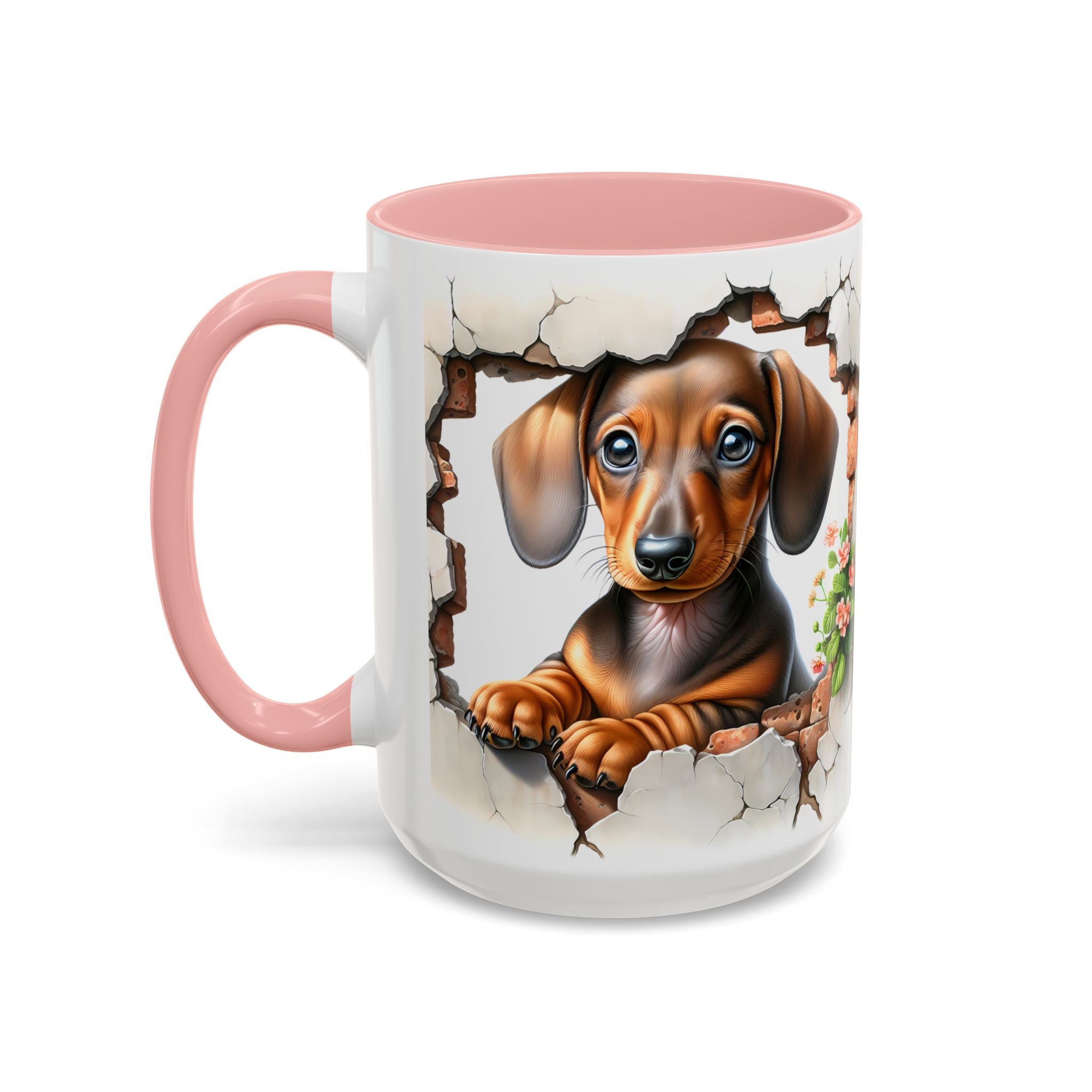 Dachshund Peek-A-Boo Accent Coffee Mug — Cute Puppy Dog Gift (11/15oz)