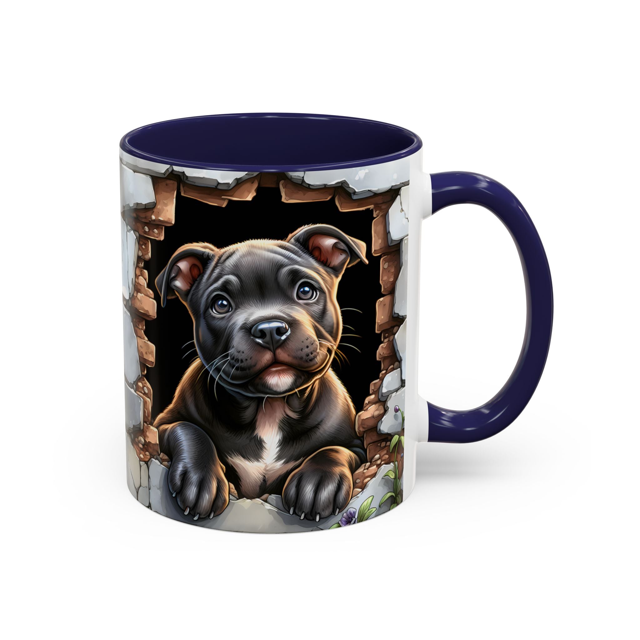 Pit Bull Puppy Peek Accent Coffee Mug – Cute Dog Lover Gift (11/15oz)