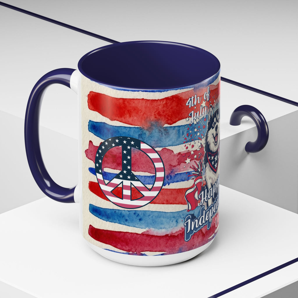 Independence Day Husky Coffee Mug — Happy 4th of July Patriotic Accent Mug (11/15oz)
