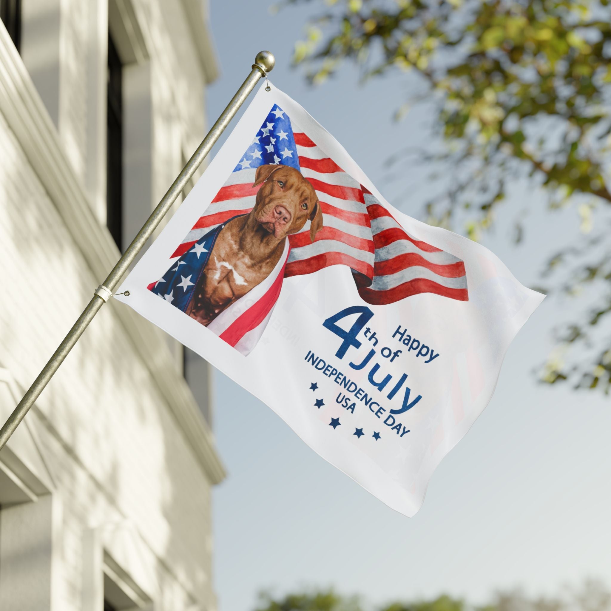 4th of July Dog Flag — Double-Sided American Independence Day Garden Banner